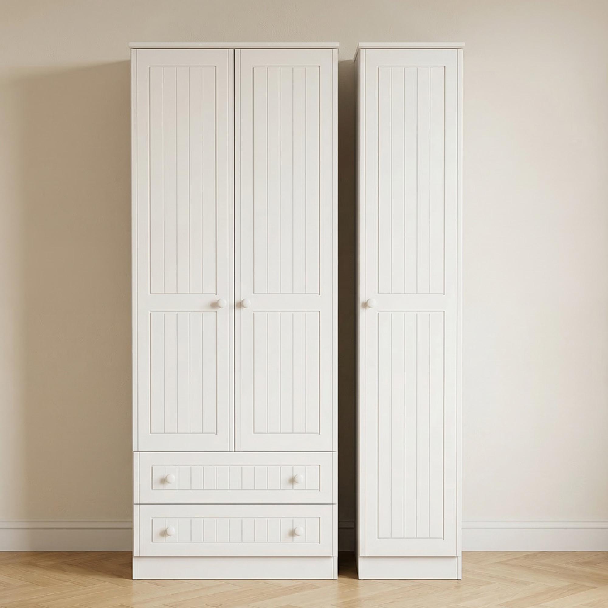 Warwick Wardrobe - 3 Door - LHF 2 Drawers - Tall - Triple - White