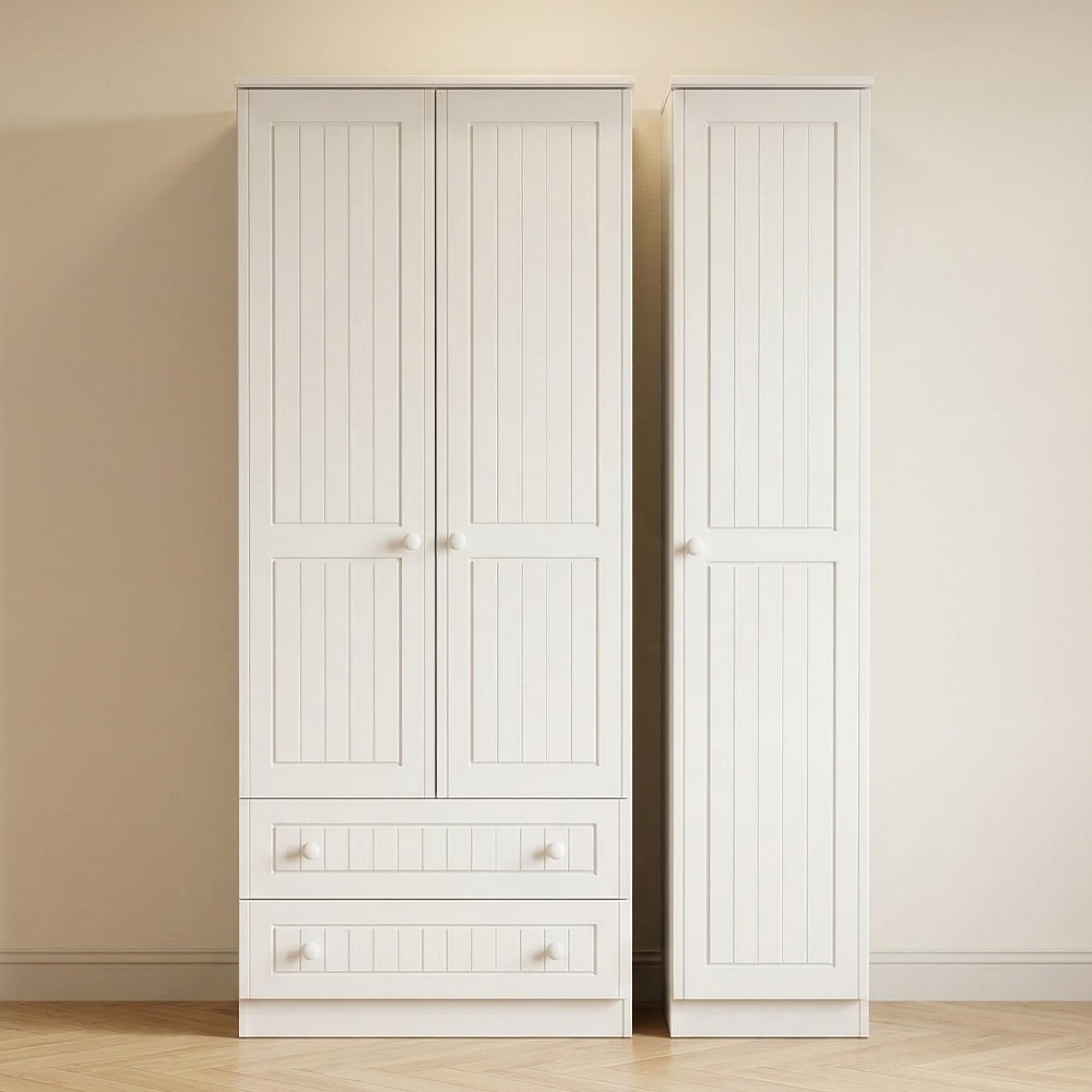Warwick Wardrobe - 3 Door - LHF 2 Drawers - Triple - White