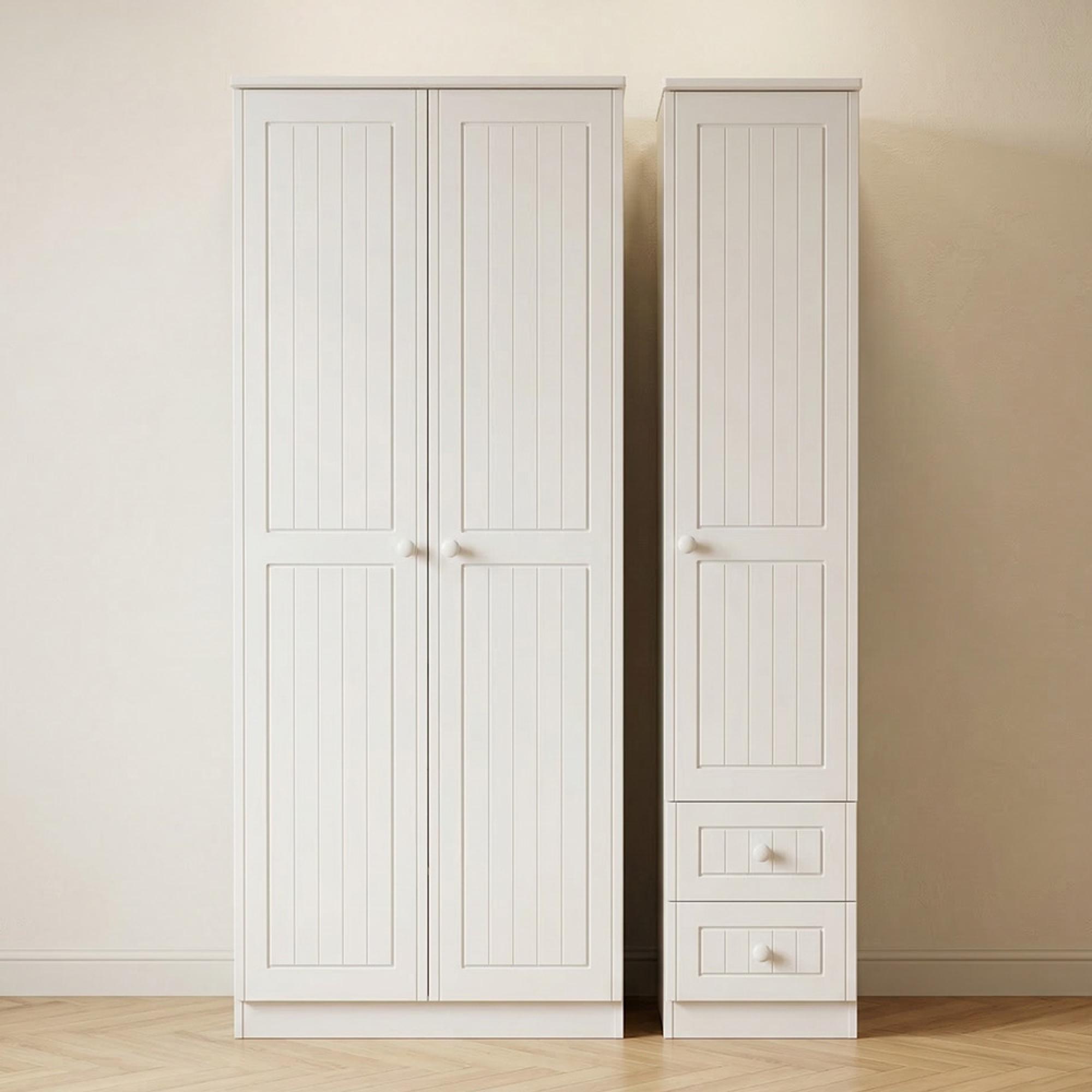 Warwick Wardrobe - 3 Door - RHF 2 Drawers - Triple - White