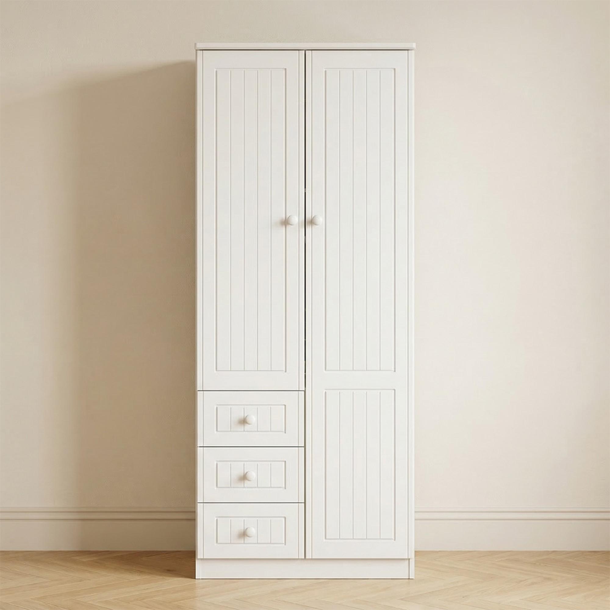 Warwick Wardrobe - RHF 3 Drawers - 2 Door - White