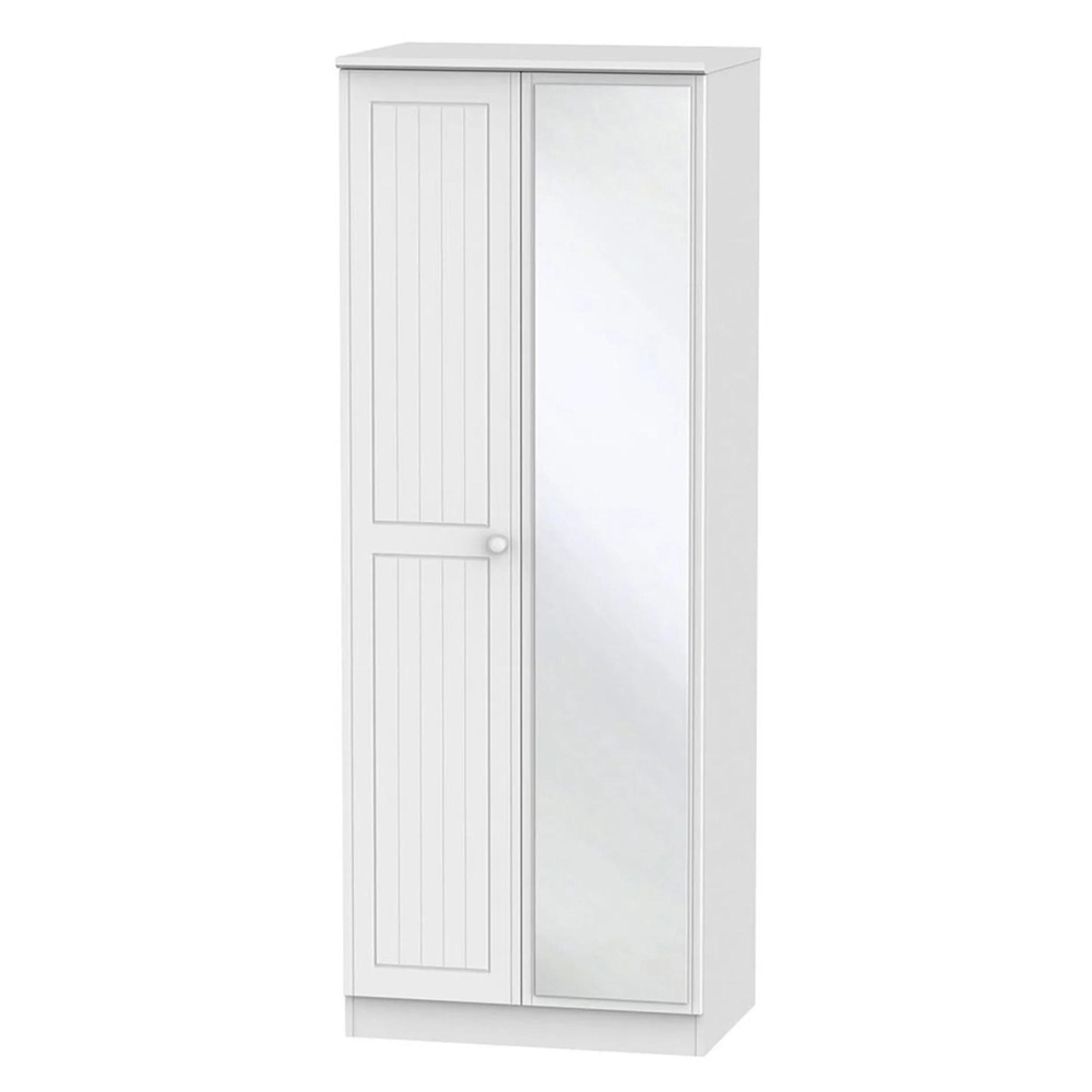 Warwick Wardrobe - 2 Door - 1 Mirror - Tall - White