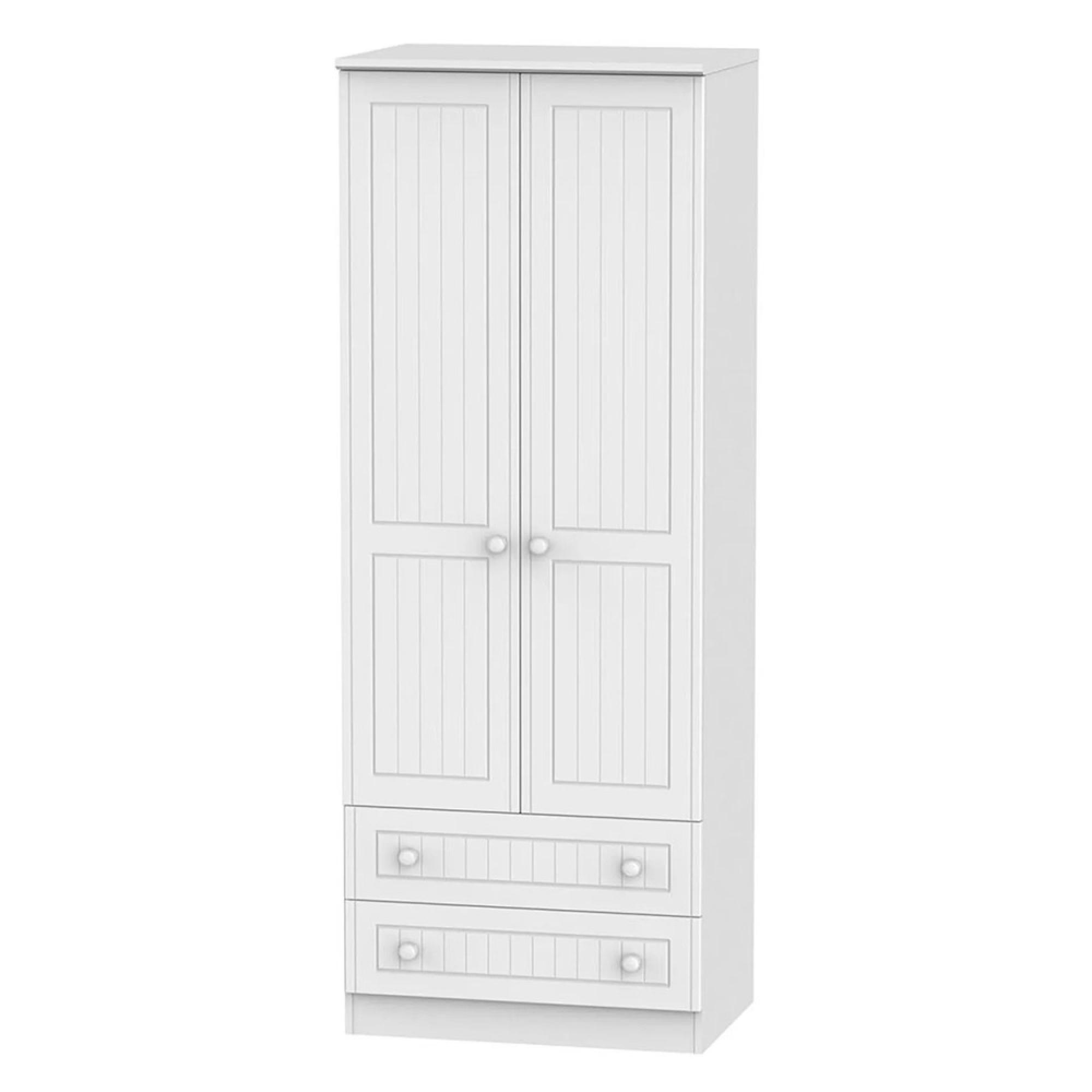 Warwick Wardrobe - 2 Door - 2 Drawer - Tall - White