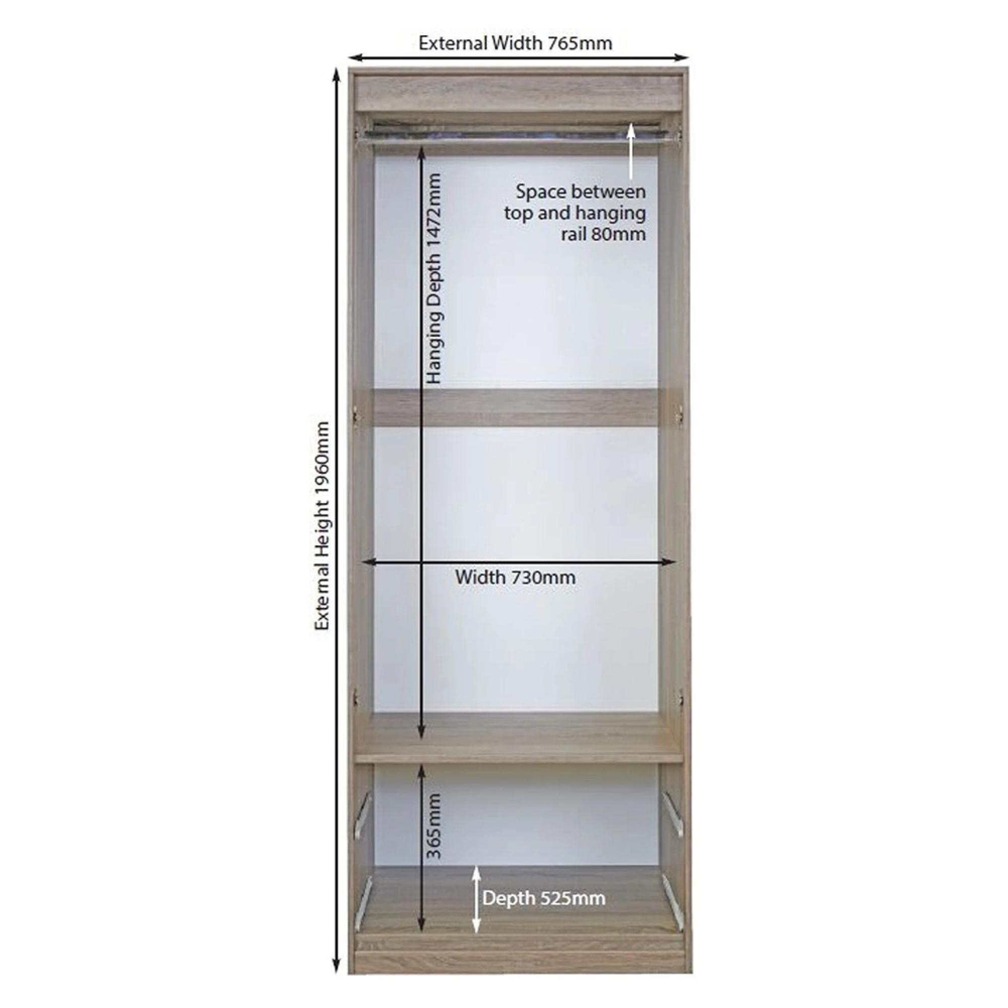 Warwick Wardrobe - 2 Door - 2 Drawer - Tall - White