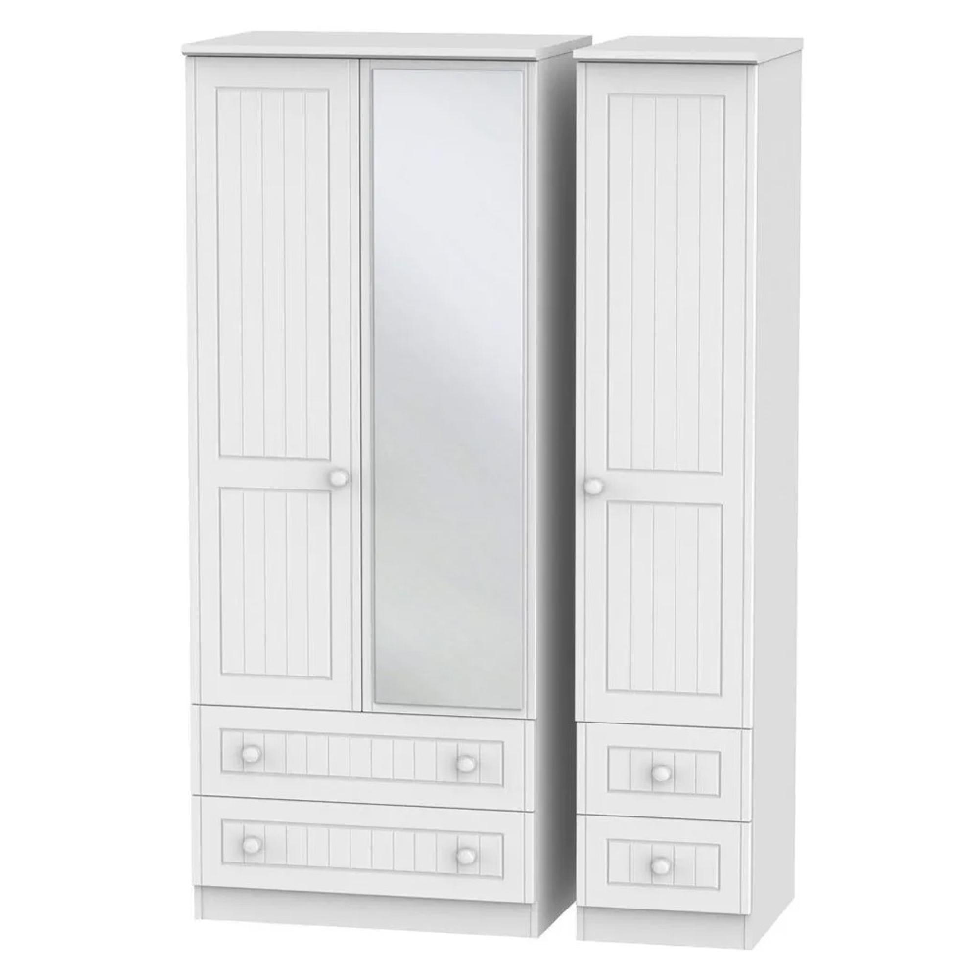 Warwick Wardrobe - 3 Door - 1 Mirror - Combi - White