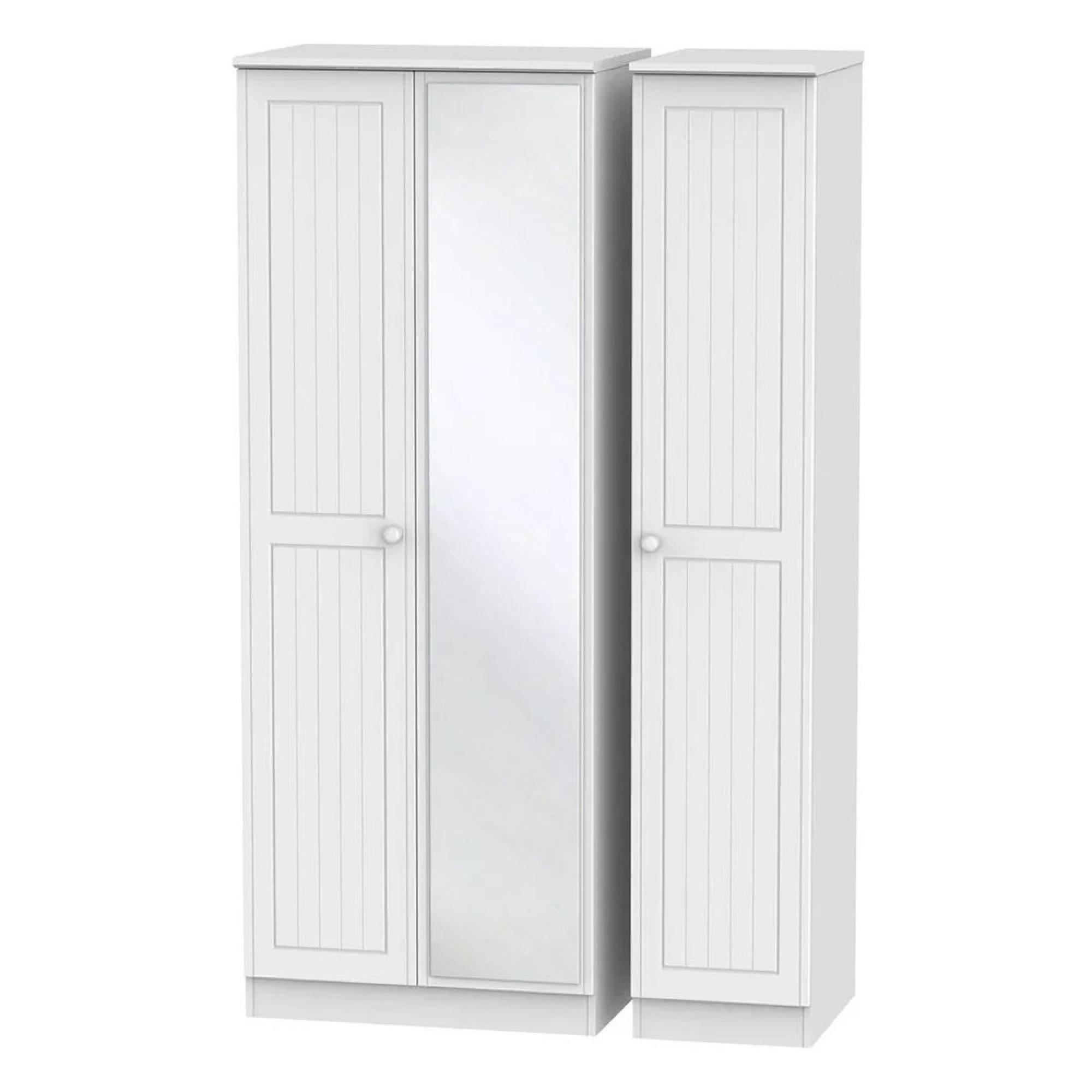 Warwick Wardrobe - 3 Door - 1 Mirror - Tall - Triple - White