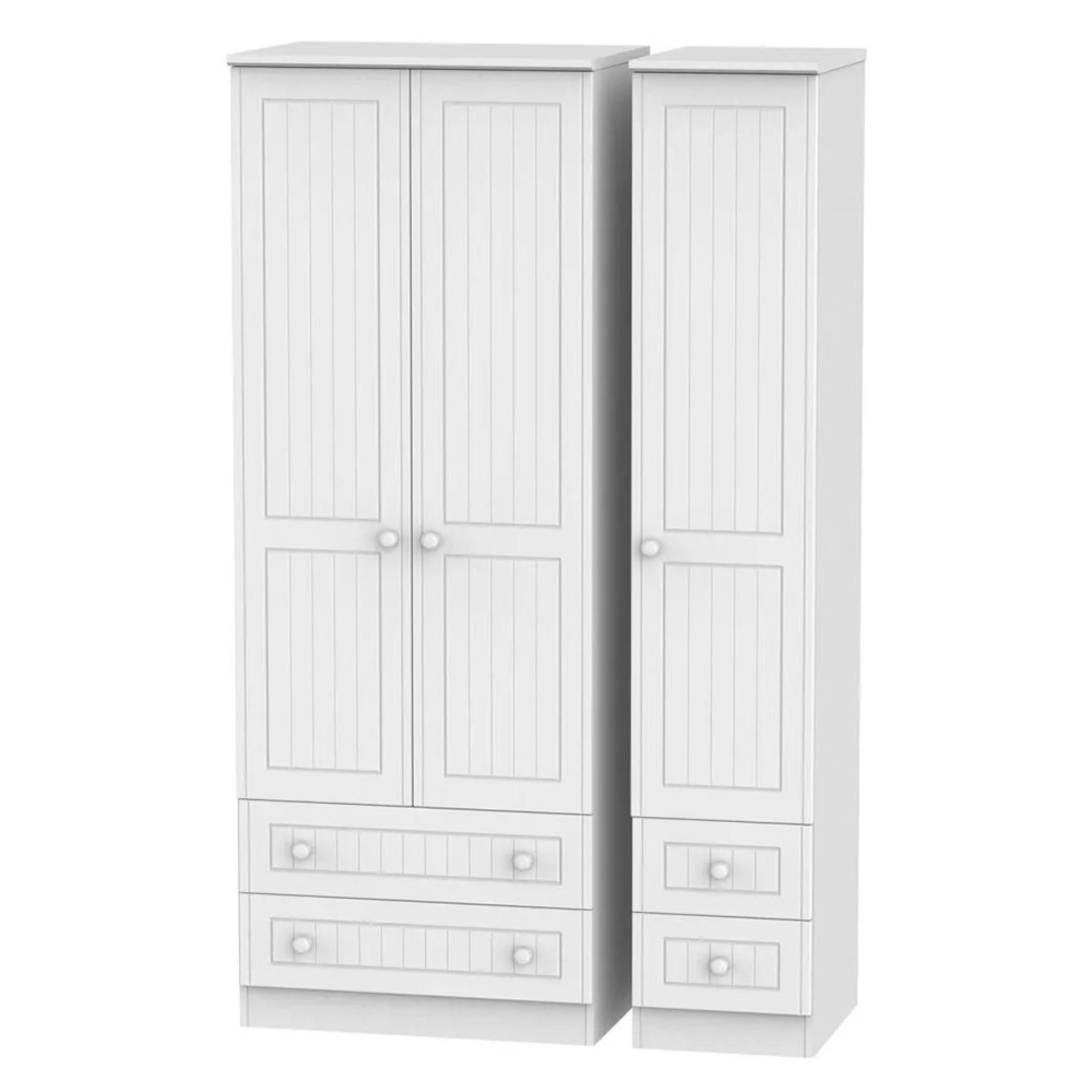 Warwick Wardrobe - 3 Door - 4 Drawers - Tall - Triple - White
