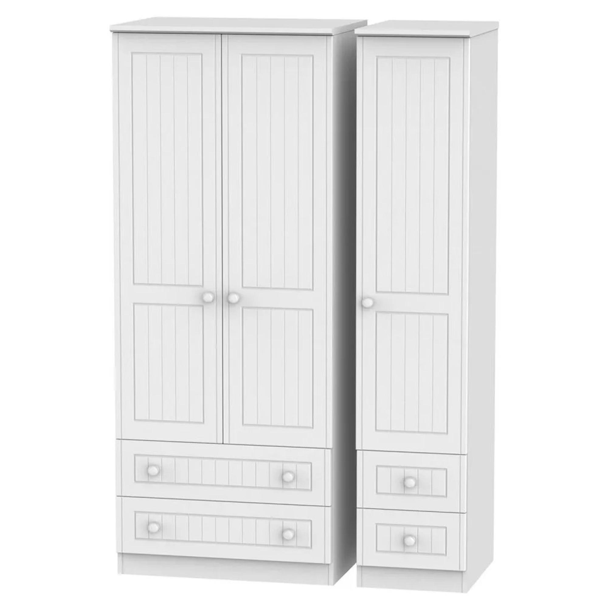 Warwick Wardrobe - 3 Door - 4 Drawers - Triple - White