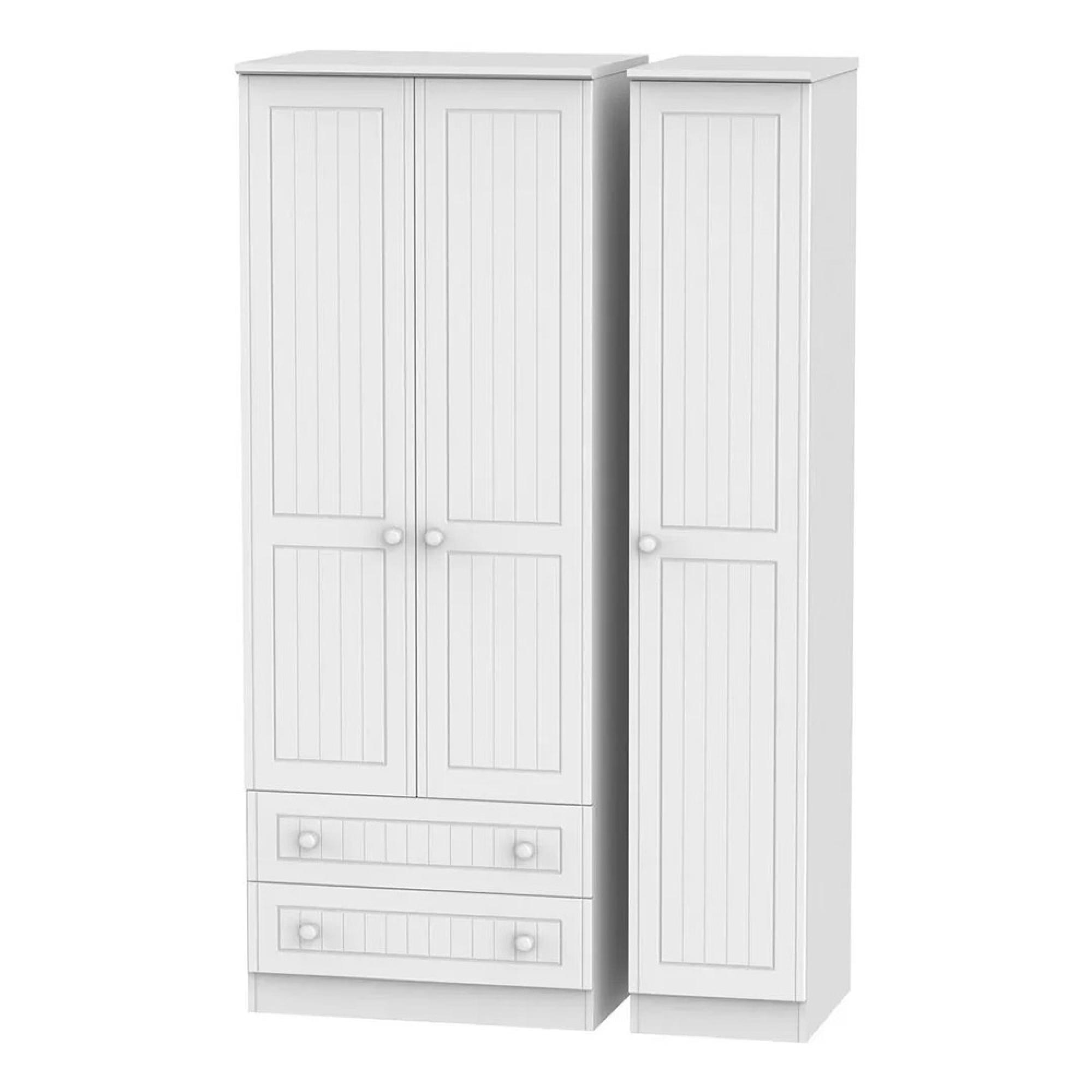 Warwick Wardrobe - 3 Door - LHF 2 Drawers - Tall - Triple - White