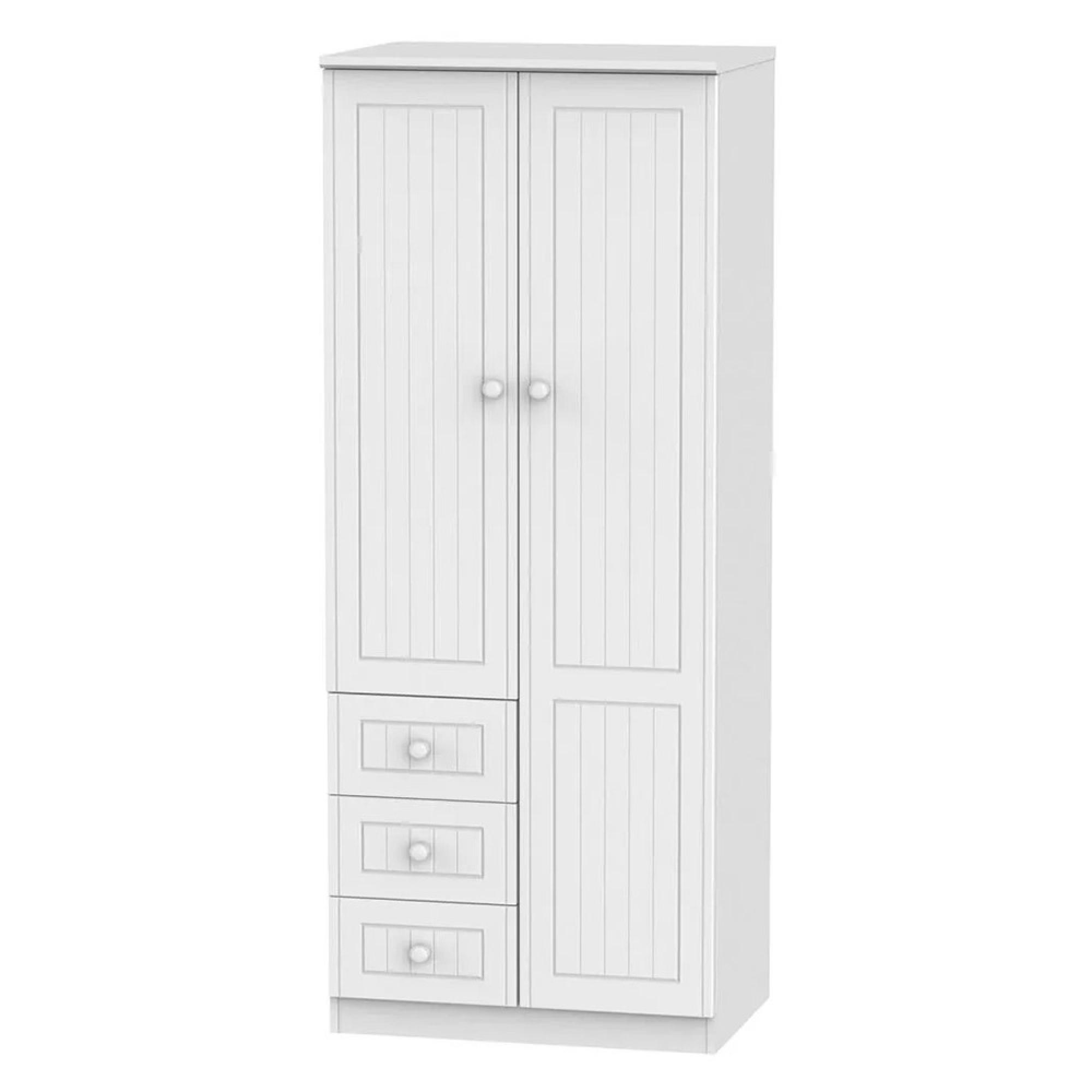 Warwick Wardrobe - RHF 3 Drawers - 2 Door - White