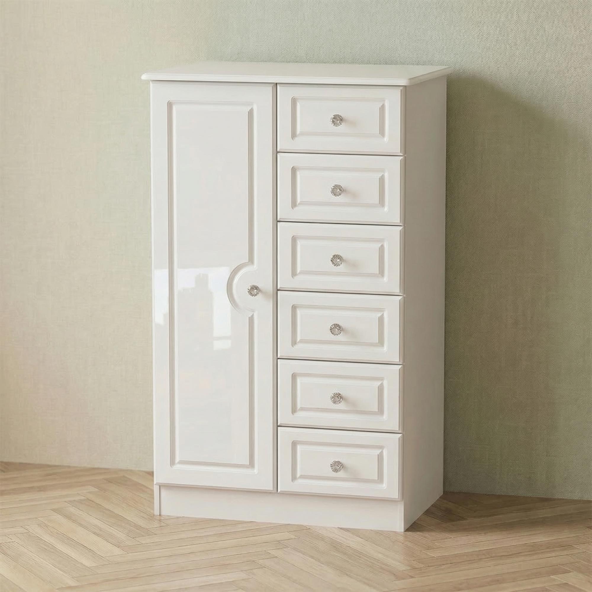 Balmoral Wardrobe - 1 Door - Midi - White Gloss