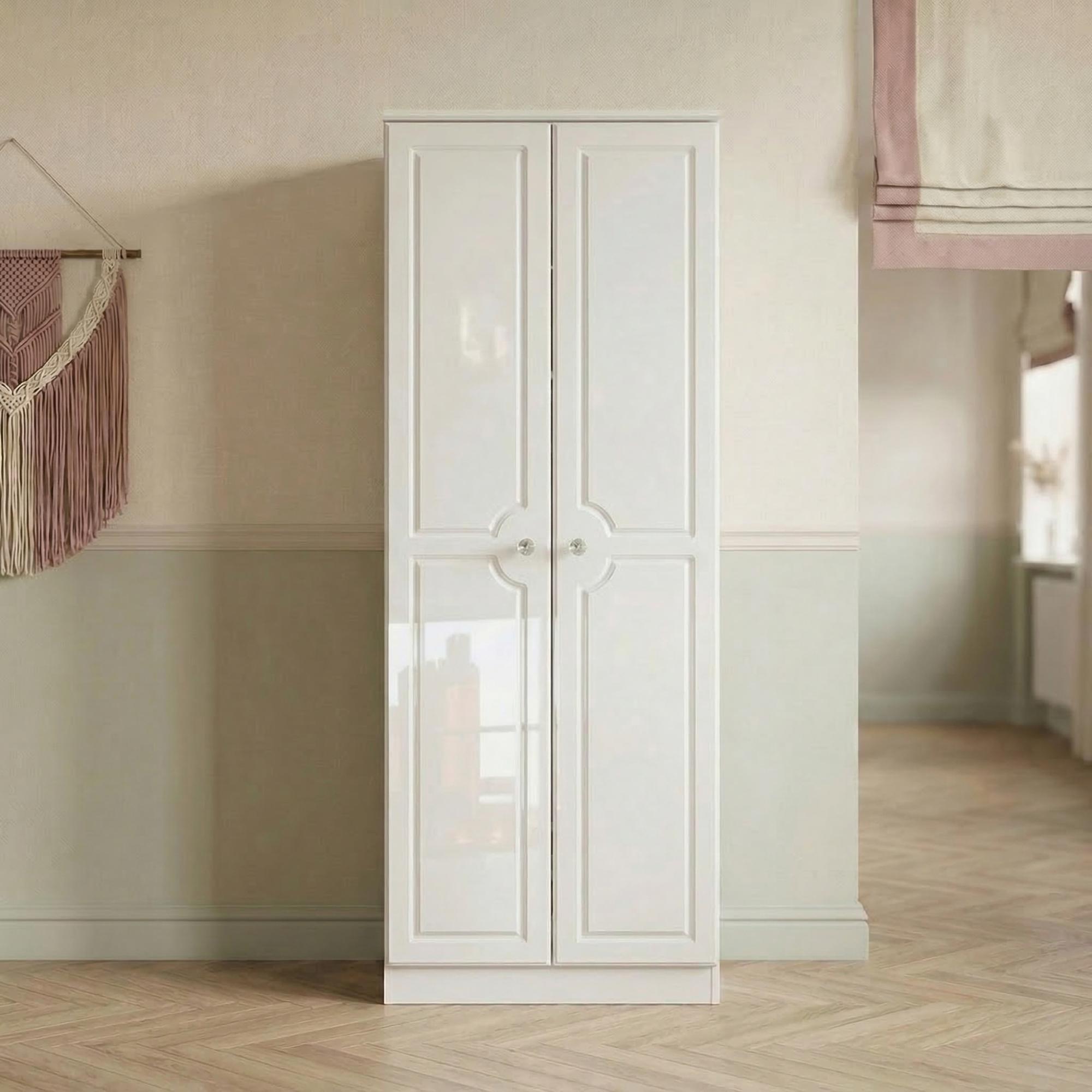 Balmoral Wardrobe - 2 Door - Tall Hanging - White Gloss