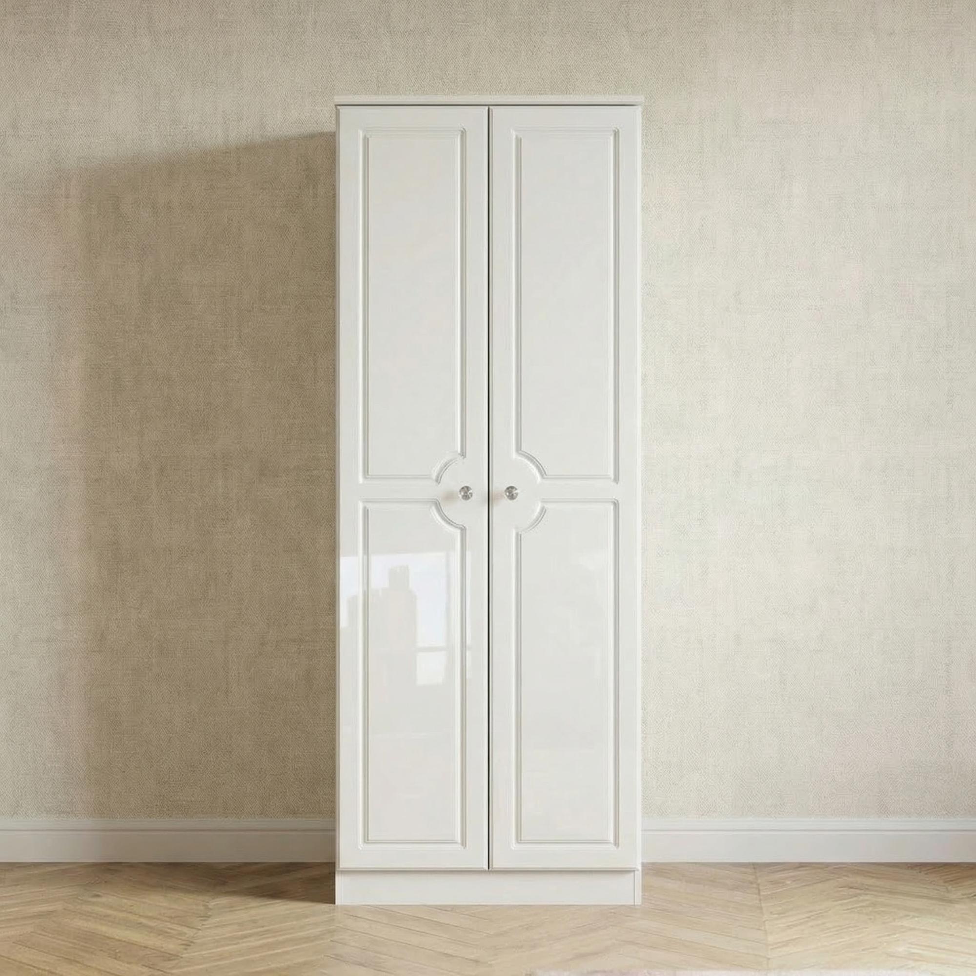 Balmoral Wardrobe - 2 Door - Tall Plain - White Gloss