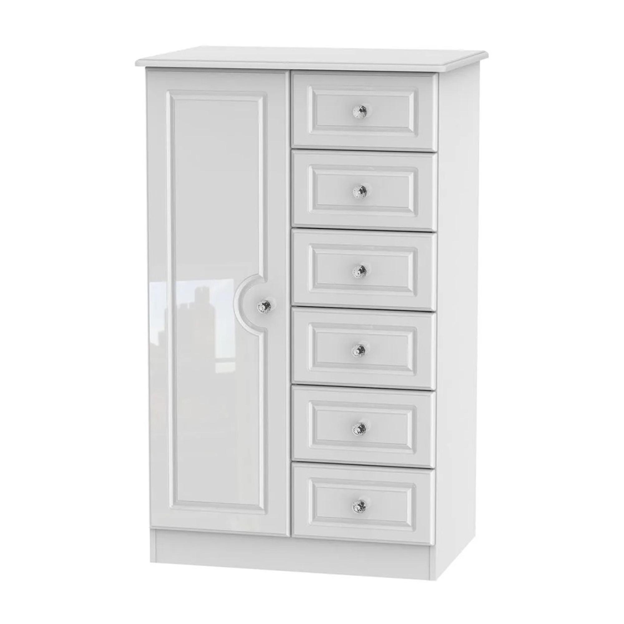 Balmoral Wardrobe - 1 Door - Midi - White Gloss