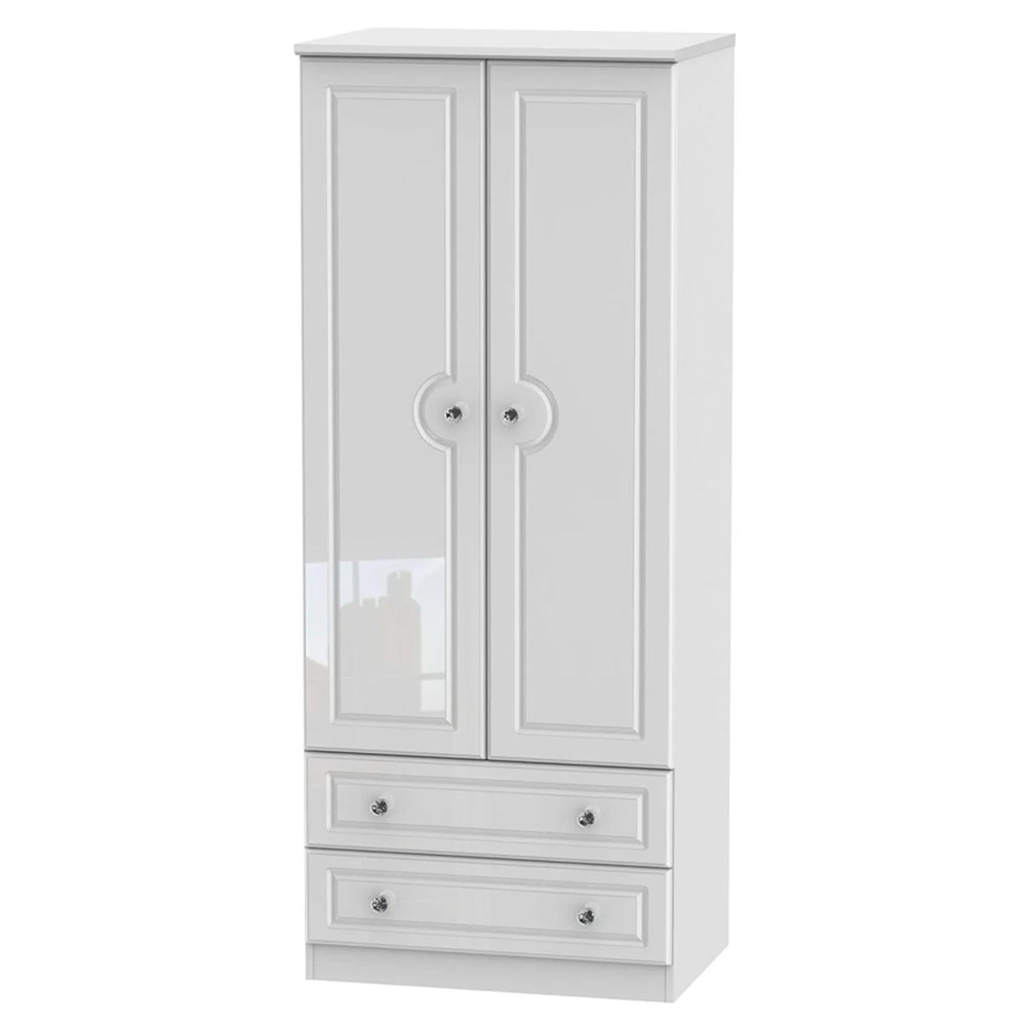 Balmoral Wardrobe - 2 Door - 2 Drawers - Double - White Gloss