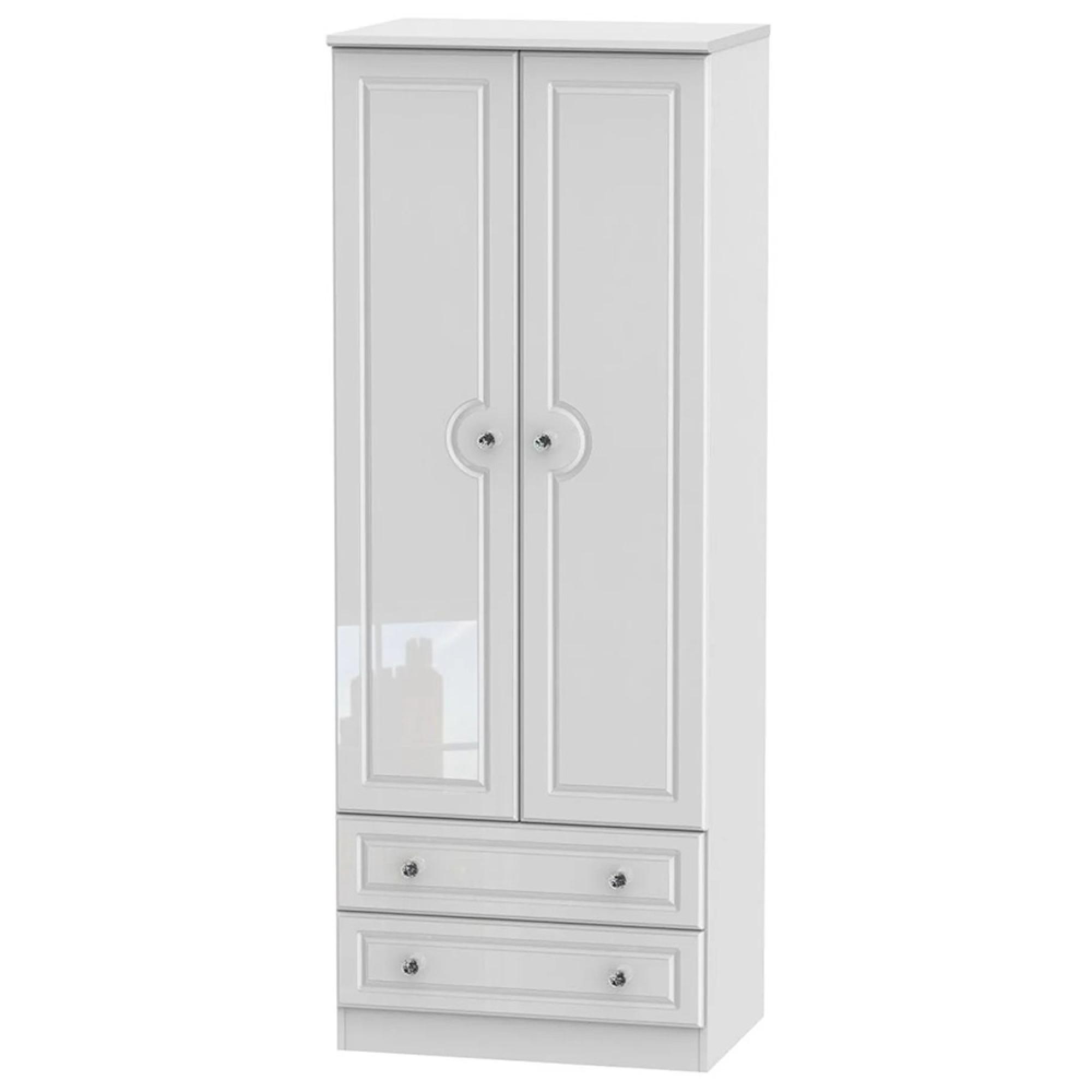 Balmoral Wardrobe - 2 Door - 2 Drawers - Tall - White Gloss