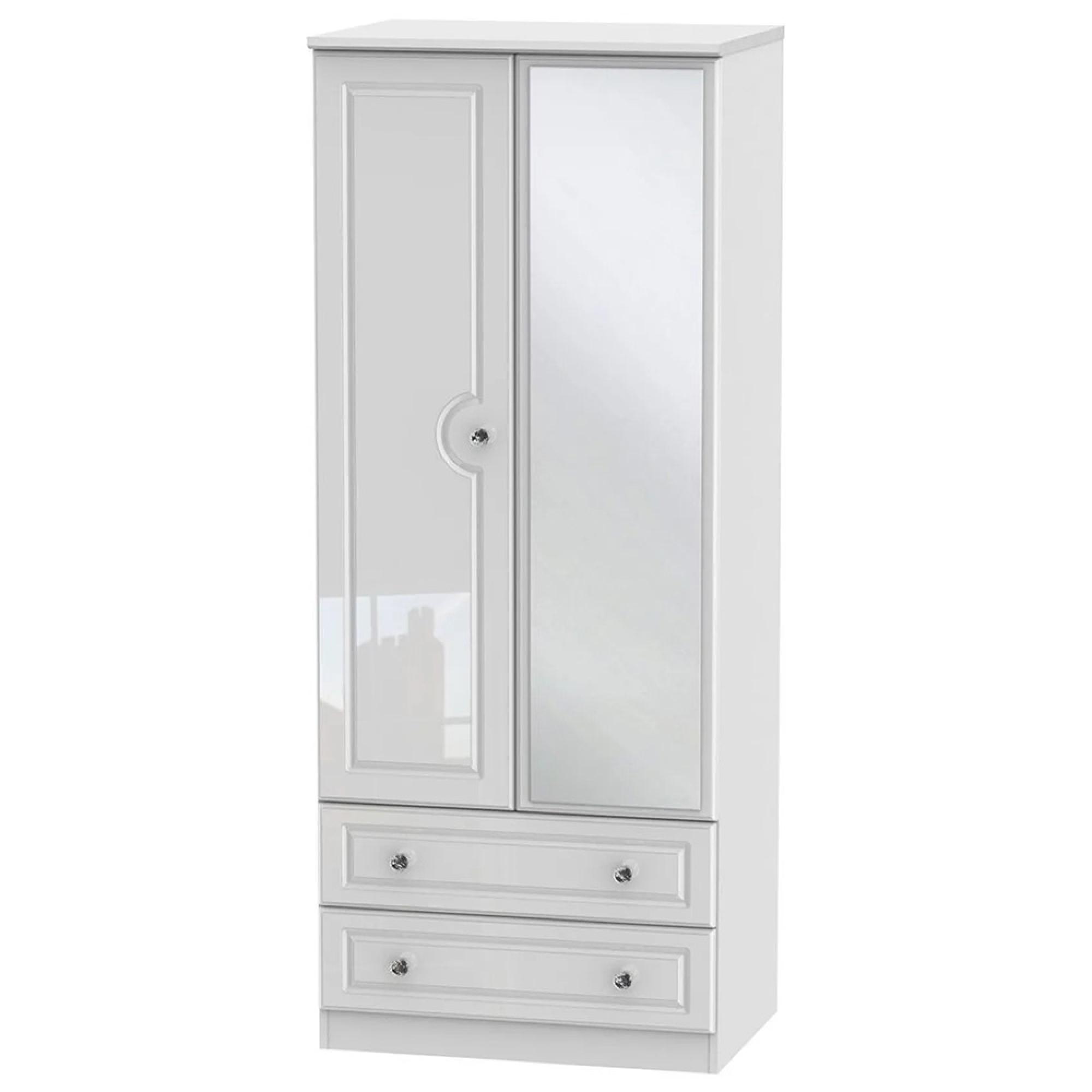 Balmoral Wardrobe - 2 Door - Mirror Combi - White Gloss