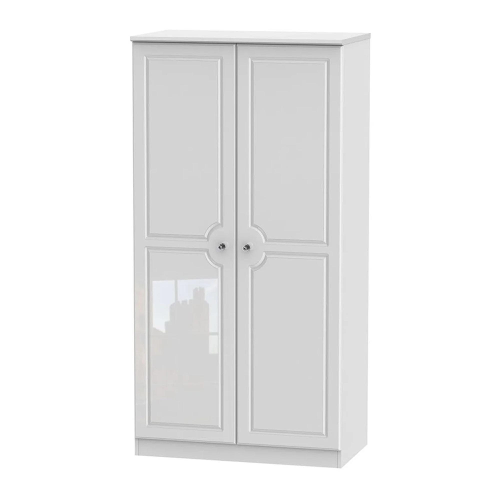 Balmoral Wardrobe - 2 Door - Plain - H 182.4cm - White Gloss