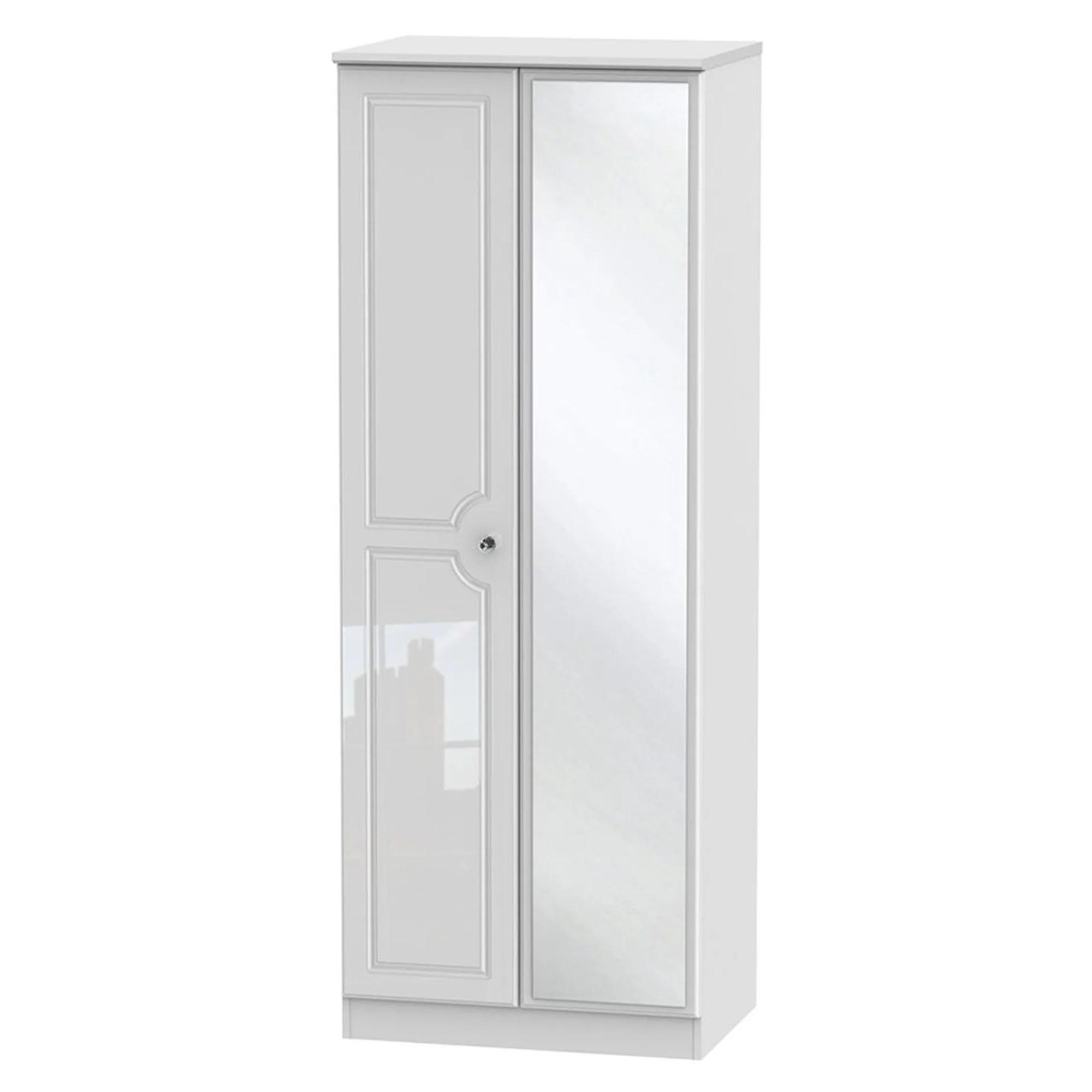 Balmoral Wardrobe - 2 Door - Tall - 1 Mirror - White Gloss
