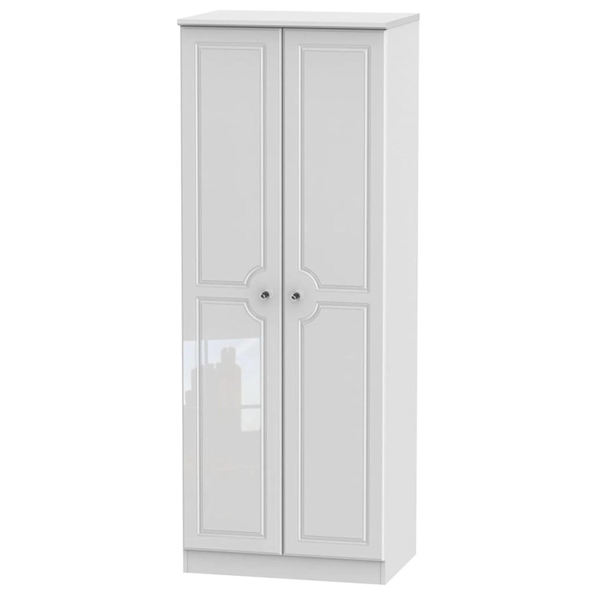 Balmoral Wardrobe - 2 Door - Tall Hanging - White Gloss