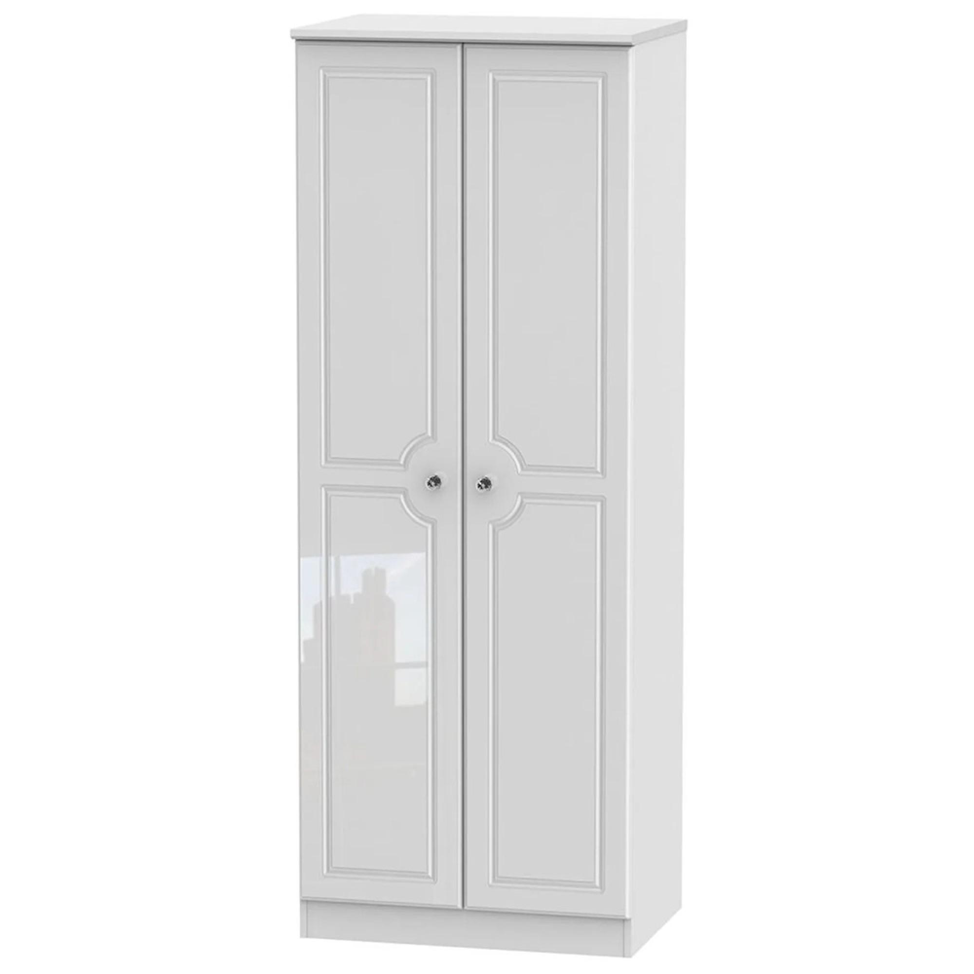 Balmoral Wardrobe - 2 Door - Tall Plain - White Gloss
