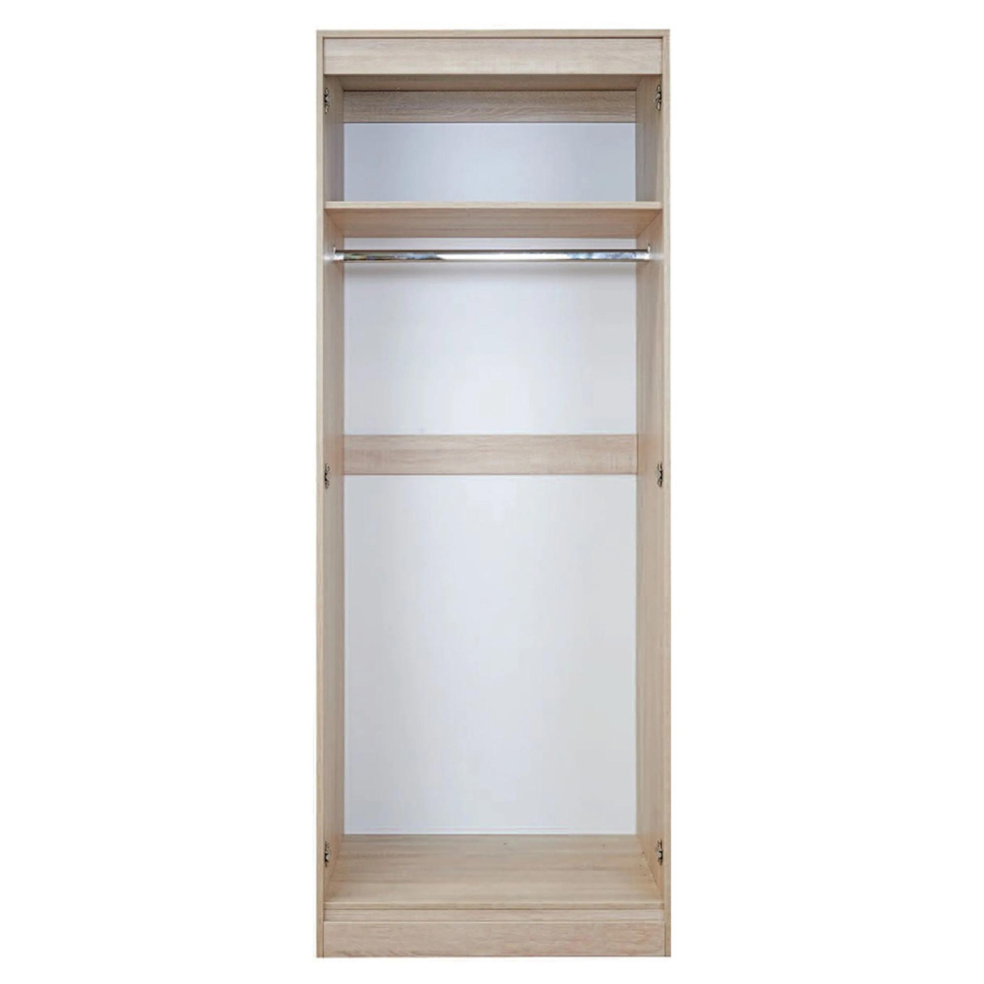 Monaco Wardrobe - 2 Door - 1 Mirror - Tall - Black Gloss