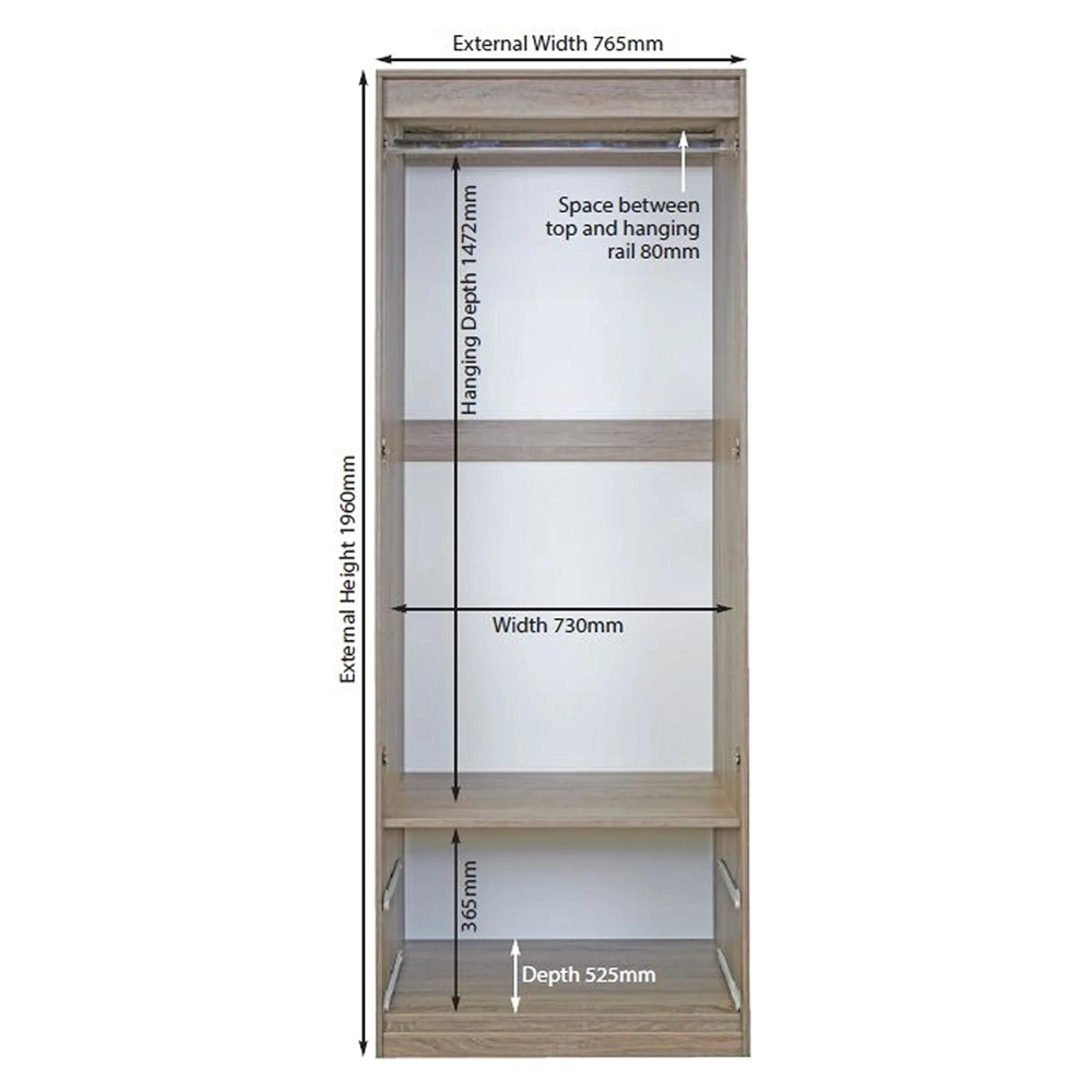 Knightsbridge Wardrobe - 2 Door - 2 Drawer - Tall - Cream Gloss and Walnut