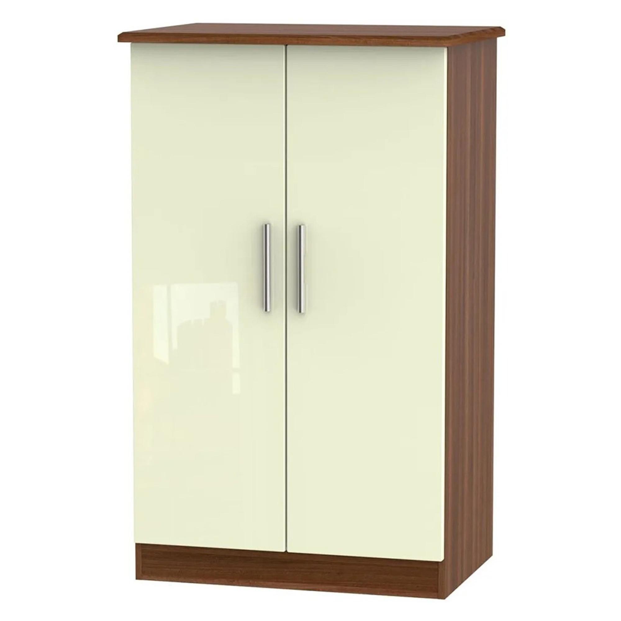 Knightsbridge Wardrobe - Midi - Cream Gloss and Walnut