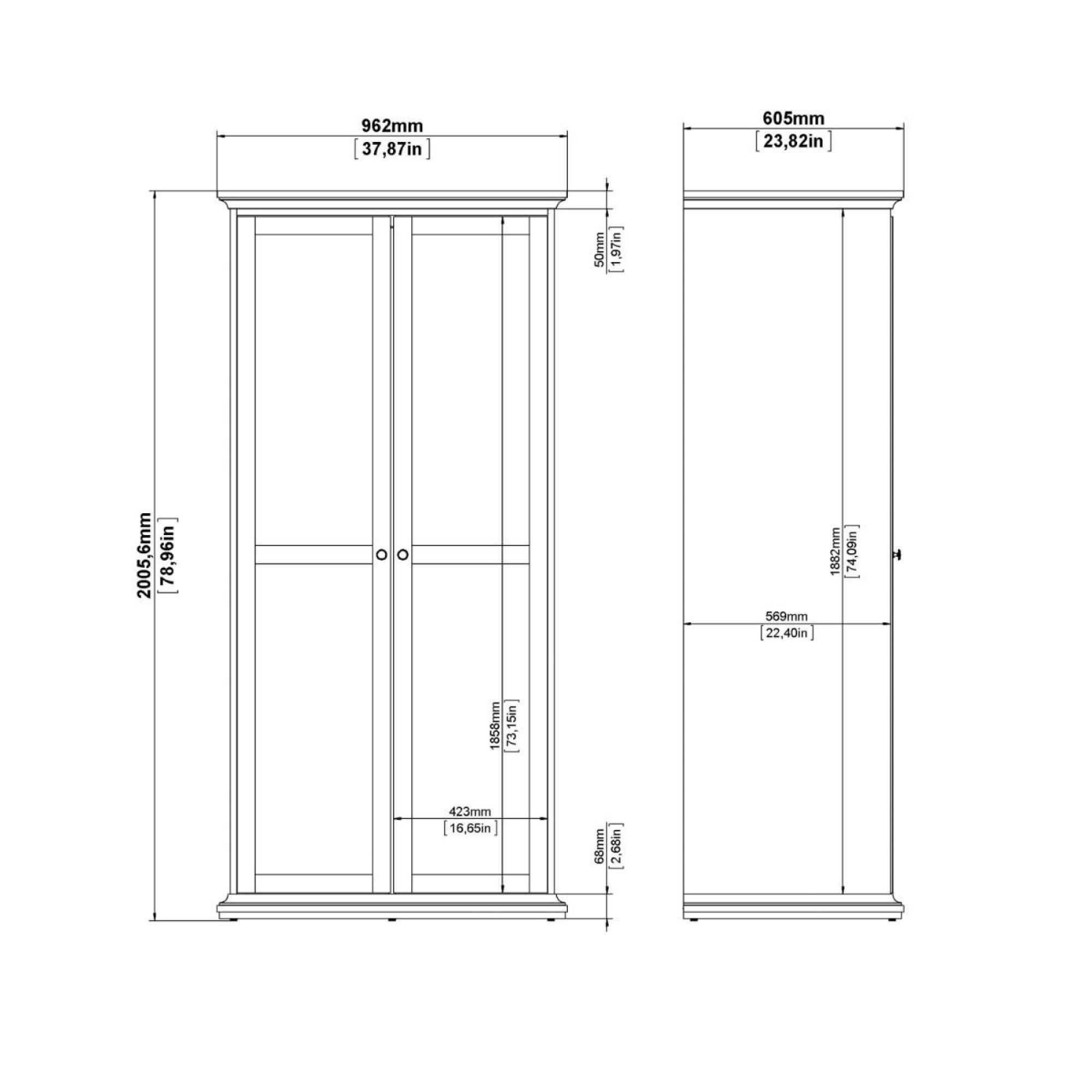 Paris Wardrobe - 2 Door - Grey