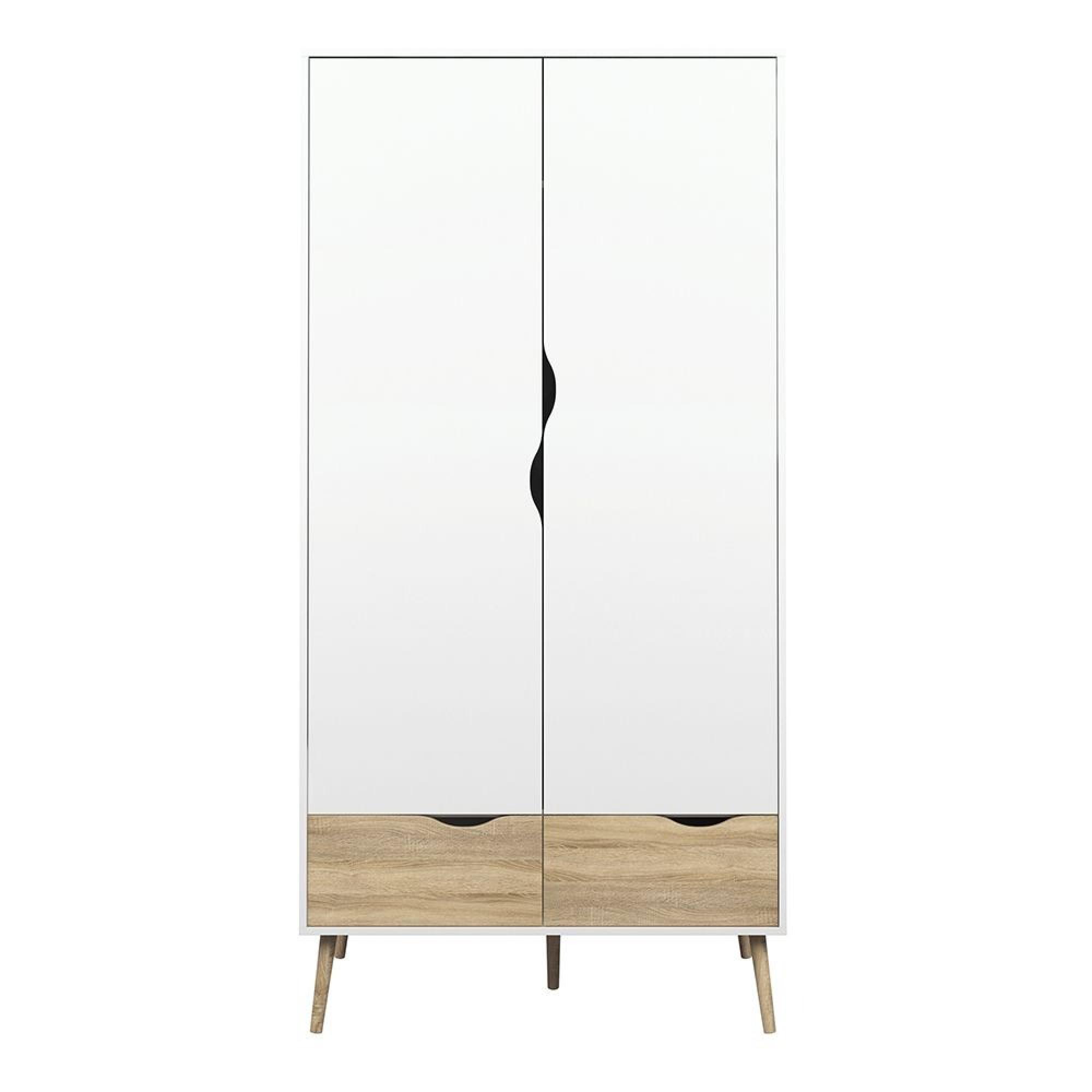 Oslo Wardrobe - 2 Door - 2 Drawer - White and Oak