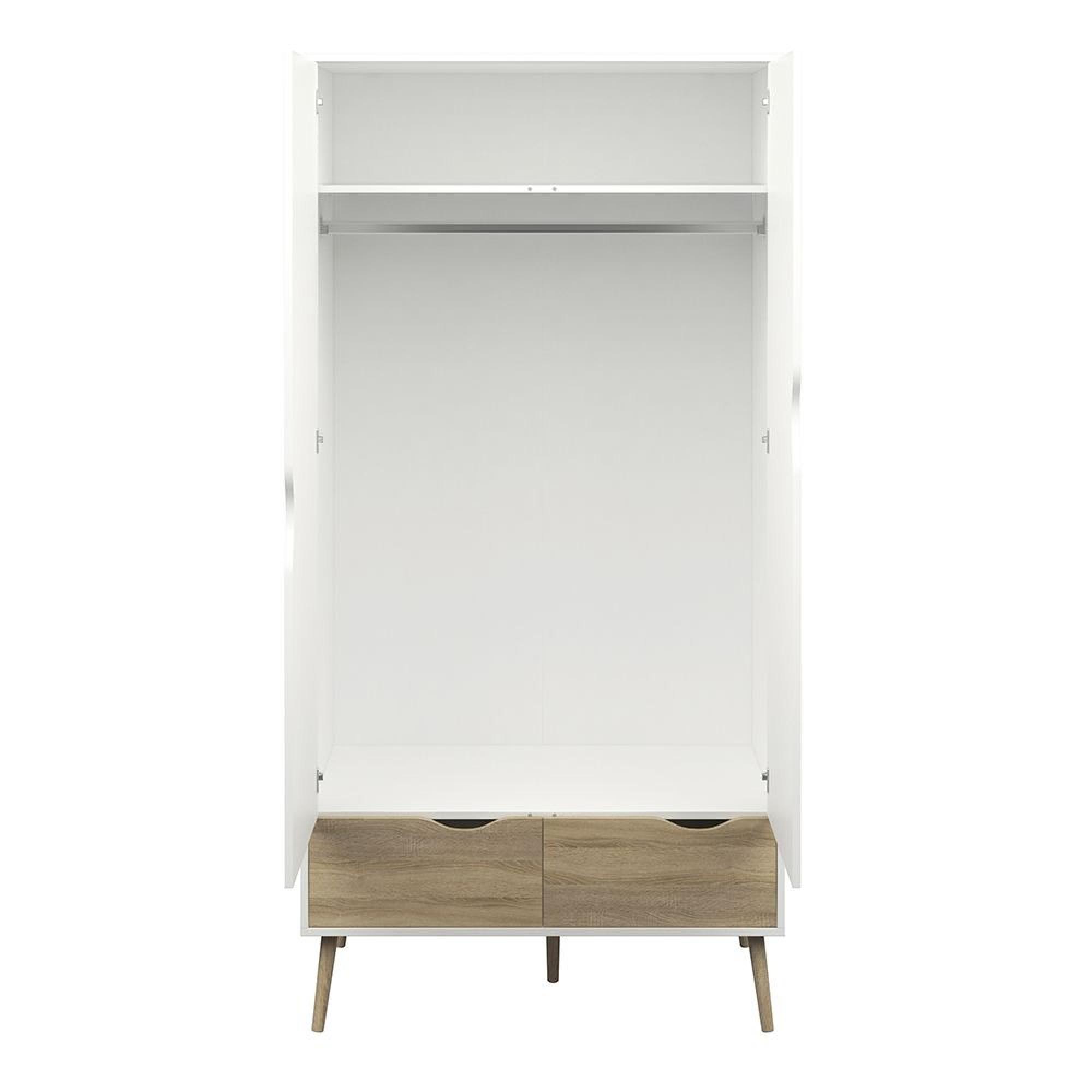 Oslo Wardrobe - 2 Door - 2 Drawer - White and Oak