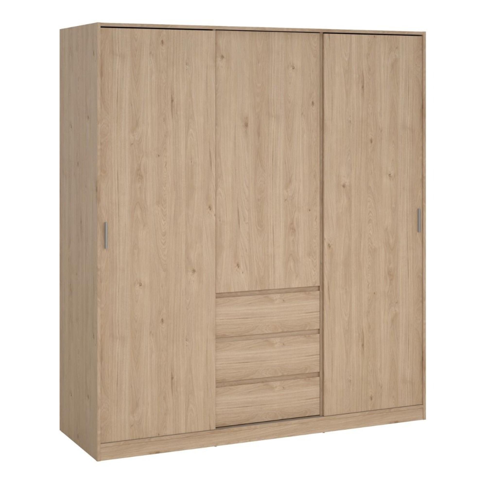 Naia Wardrobe - 3 Door - 3 Drawer - Oak