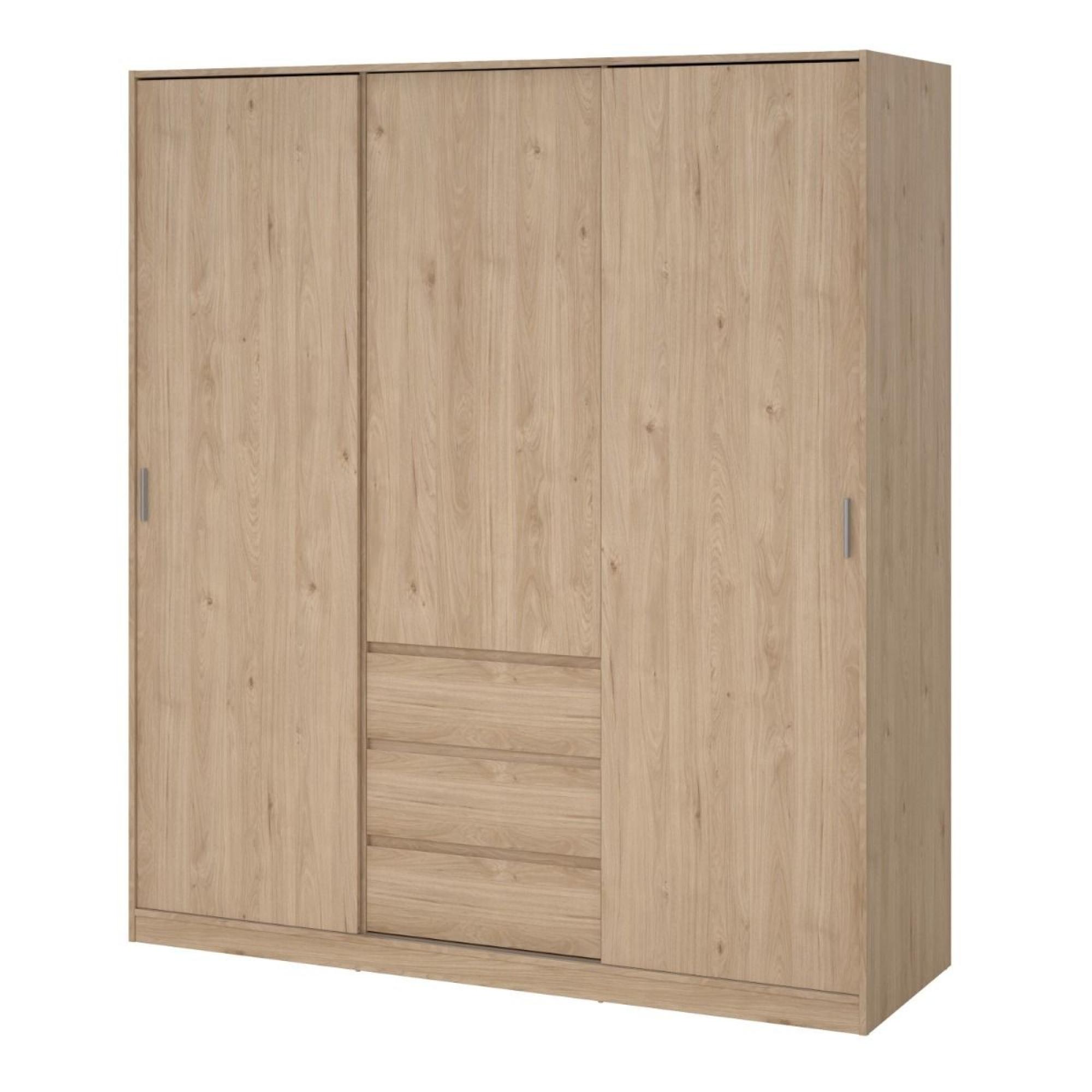 Naia Wardrobe - 3 Door - 3 Drawer - Oak