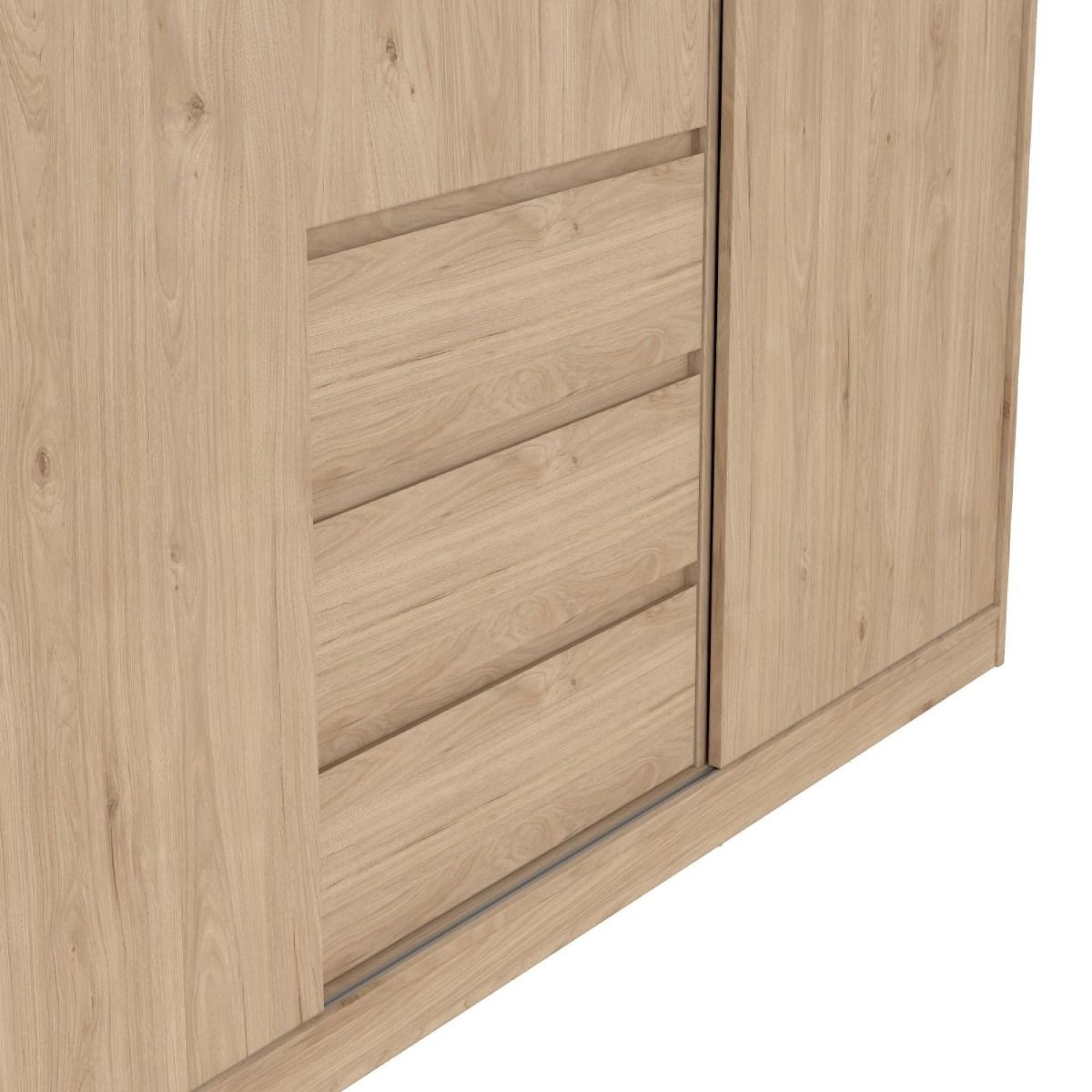 Naia Wardrobe - 3 Door - 3 Drawer - Oak