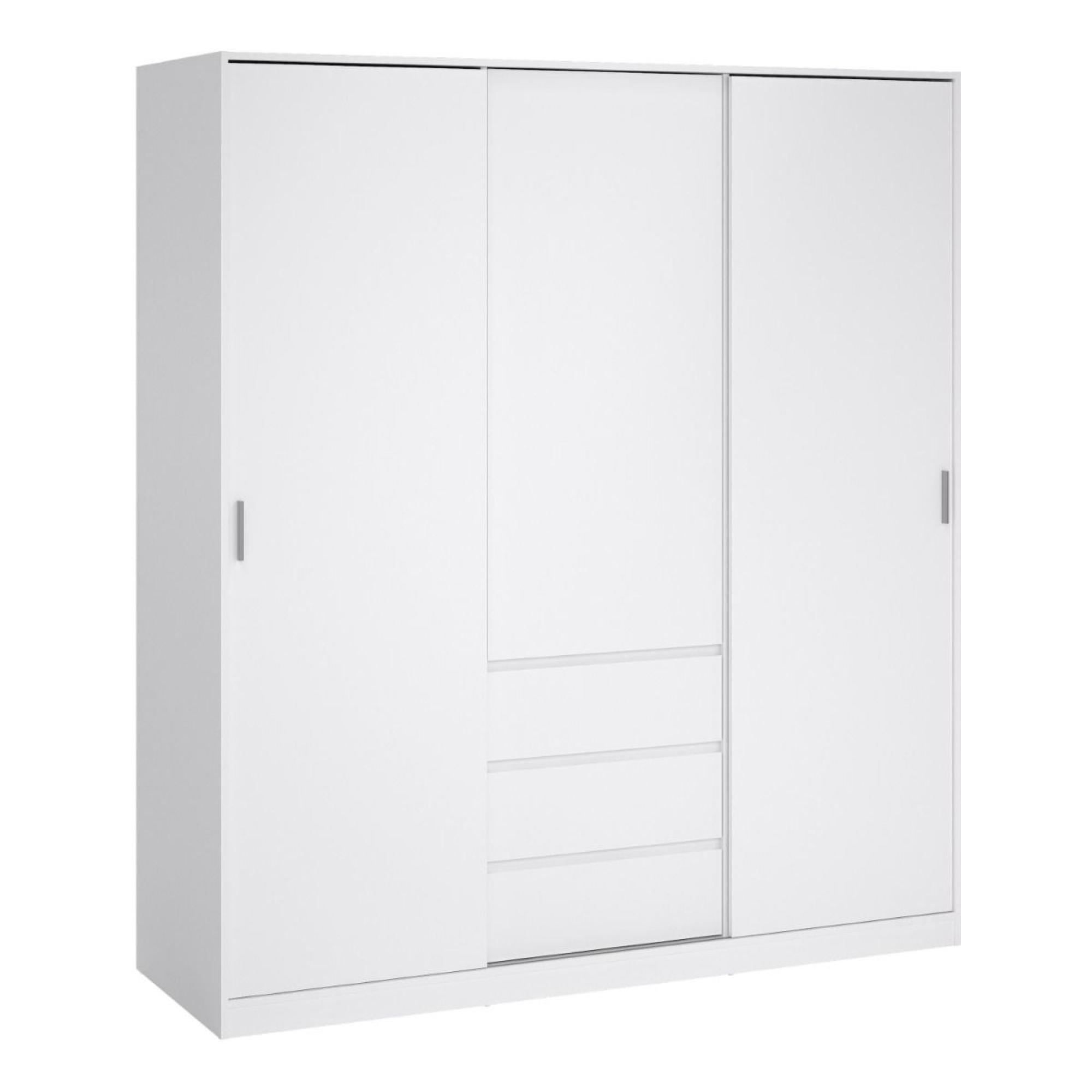 Naia Wardrobe - 3 Door - 3 Drawer - White Gloss