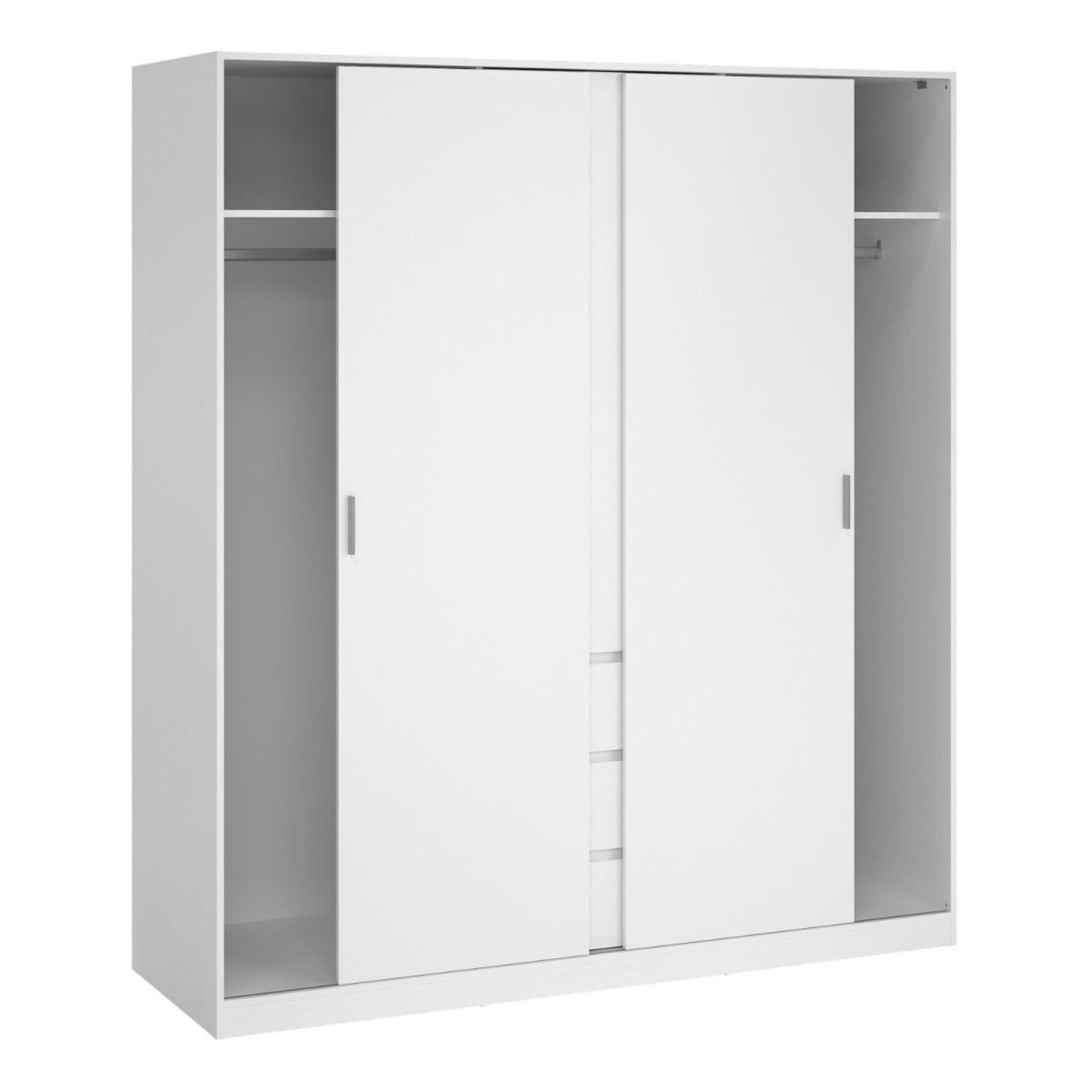 Naia Wardrobe - 3 Door - 3 Drawer - White Gloss