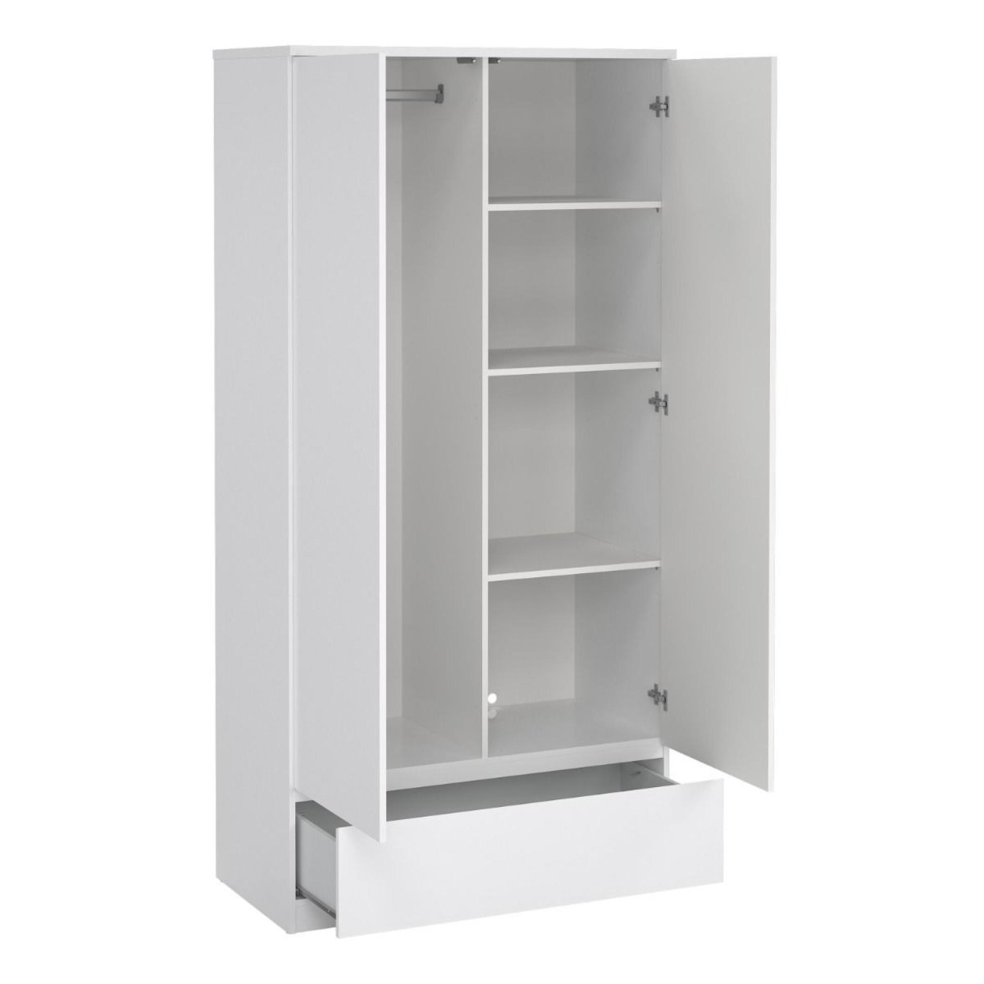 Naia Wardrobe - 2 Door - 1 Drawer - White Gloss