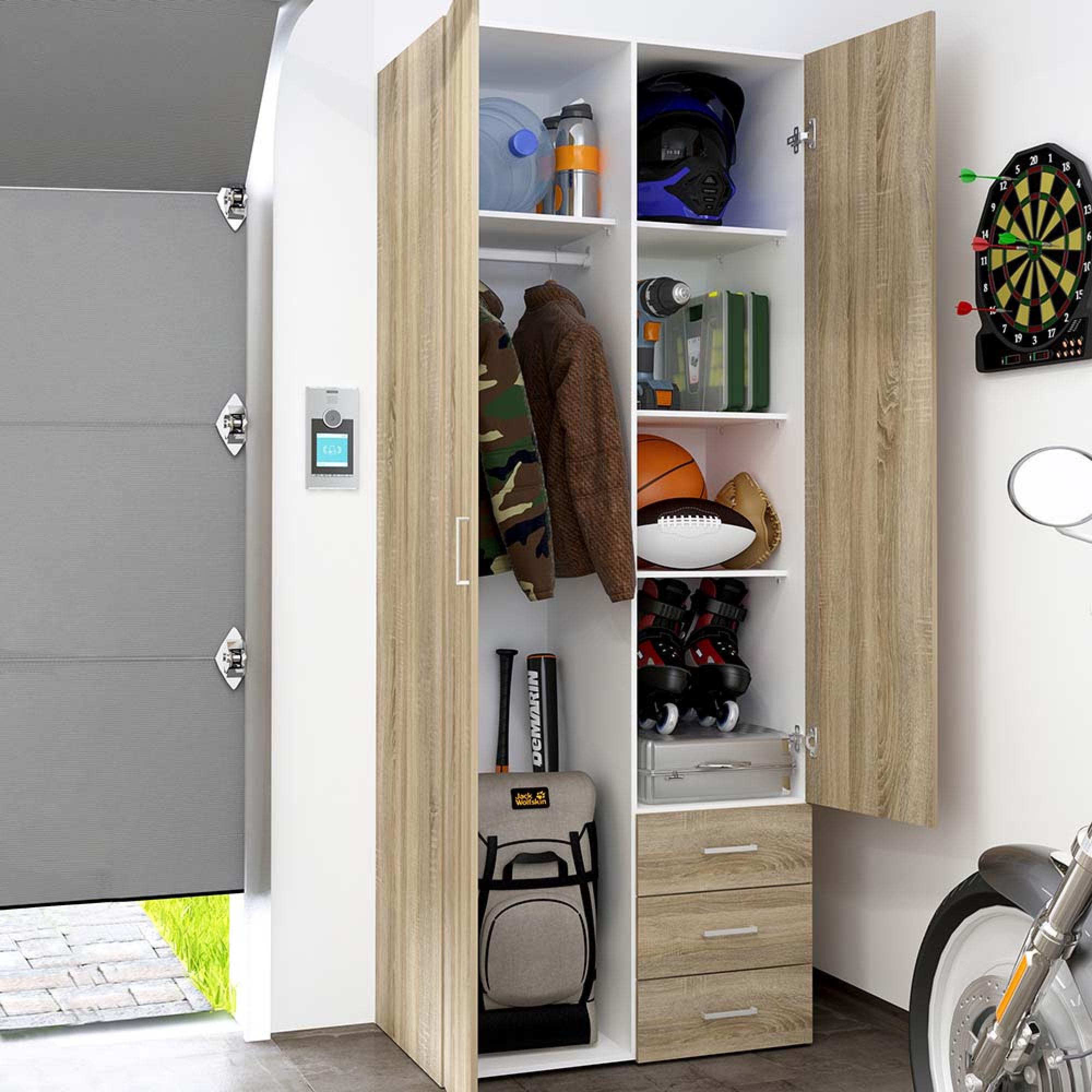 Space Wardrobe - 2 Door - 3 Drawer - Oak