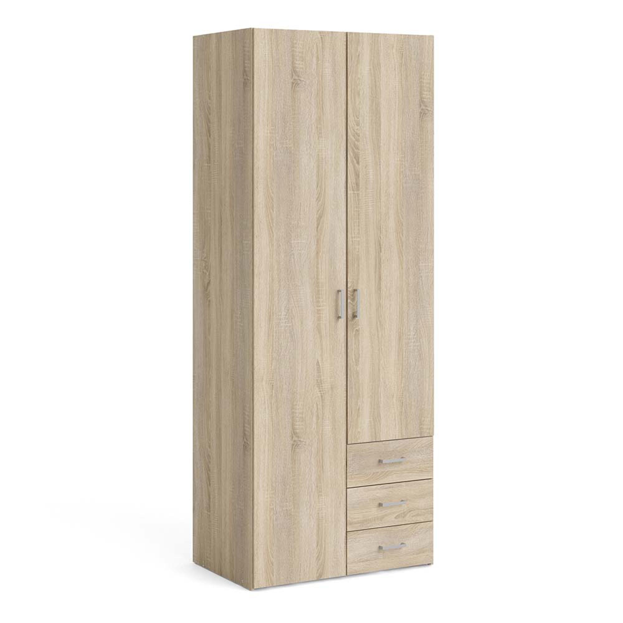 Space Wardrobe - 2 Door - 3 Drawer - Oak