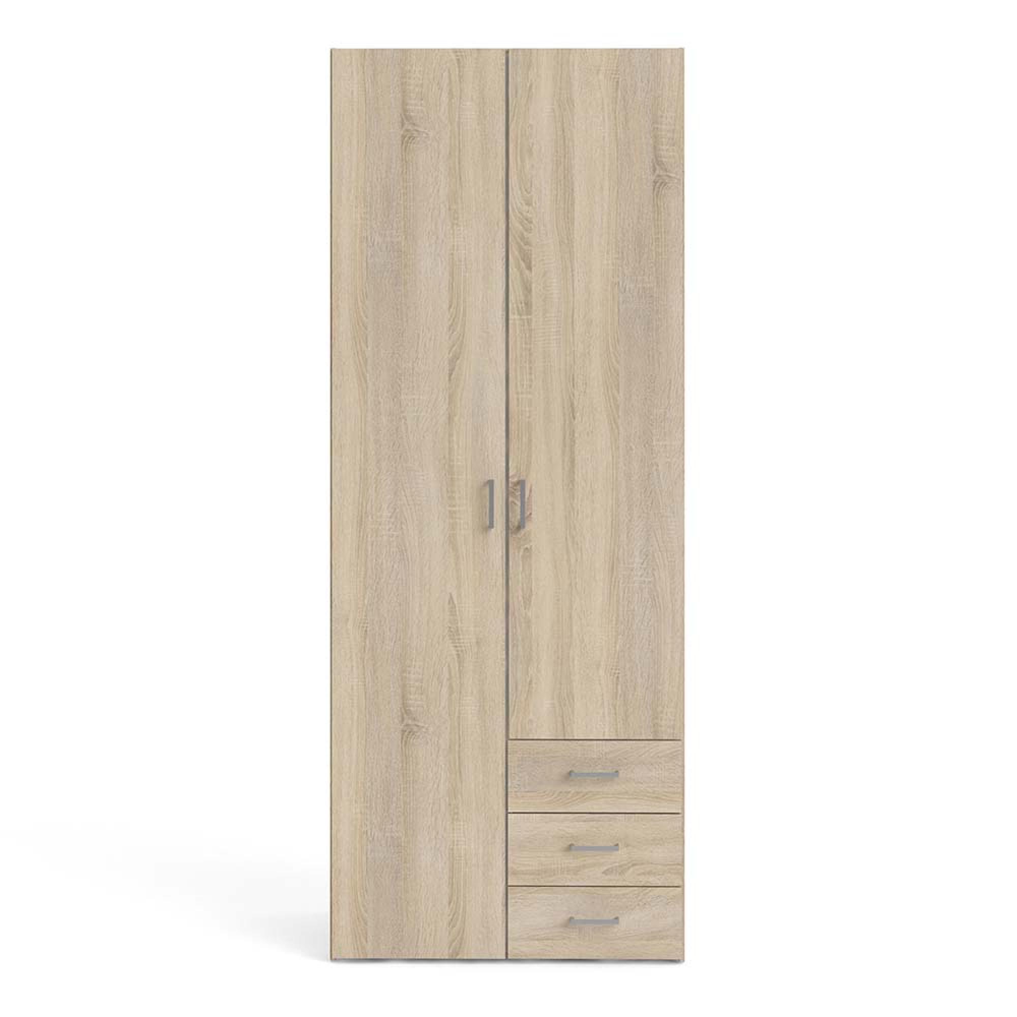 Space Wardrobe - 2 Door - 3 Drawer - Oak