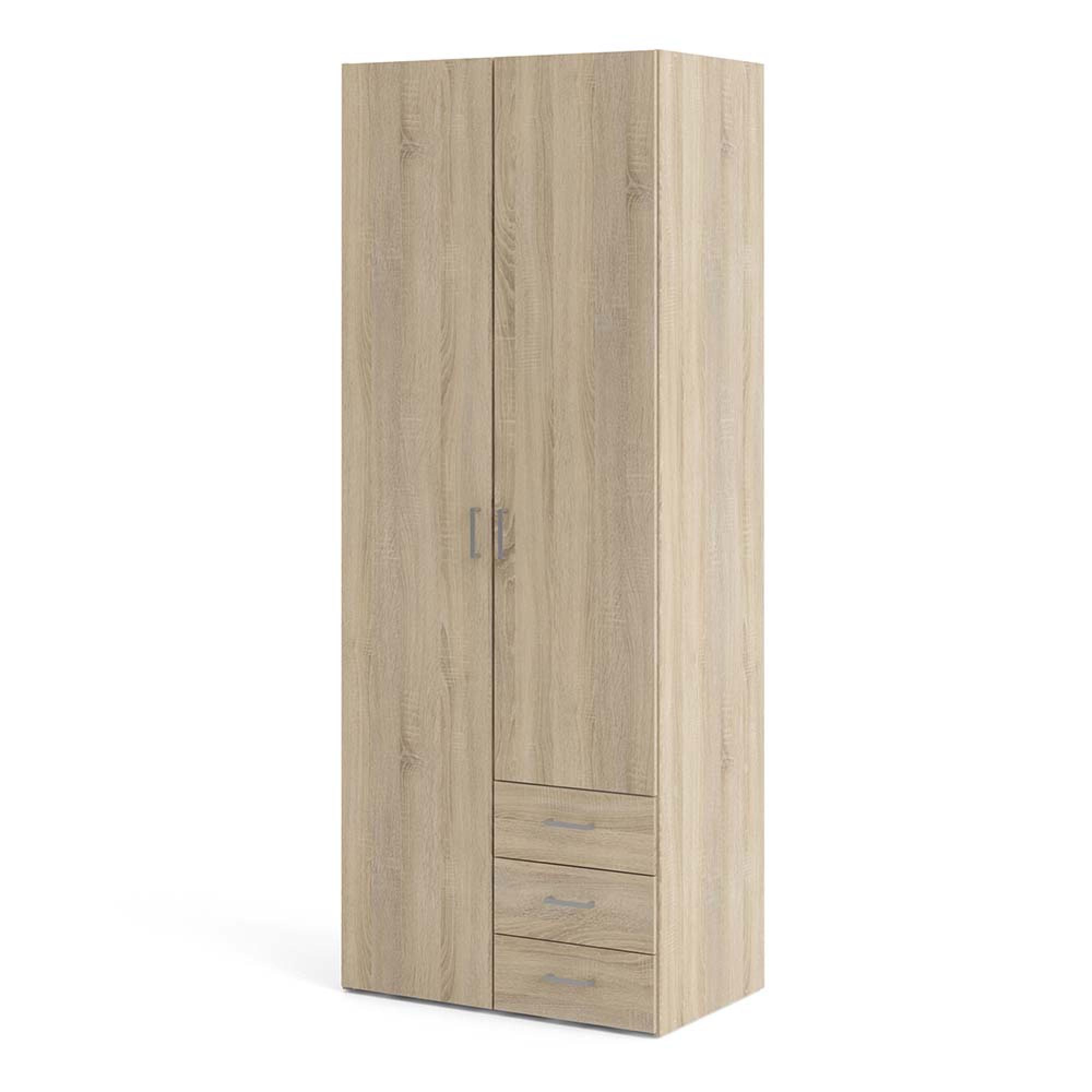 Space Wardrobe - 2 Door - 3 Drawer - Oak