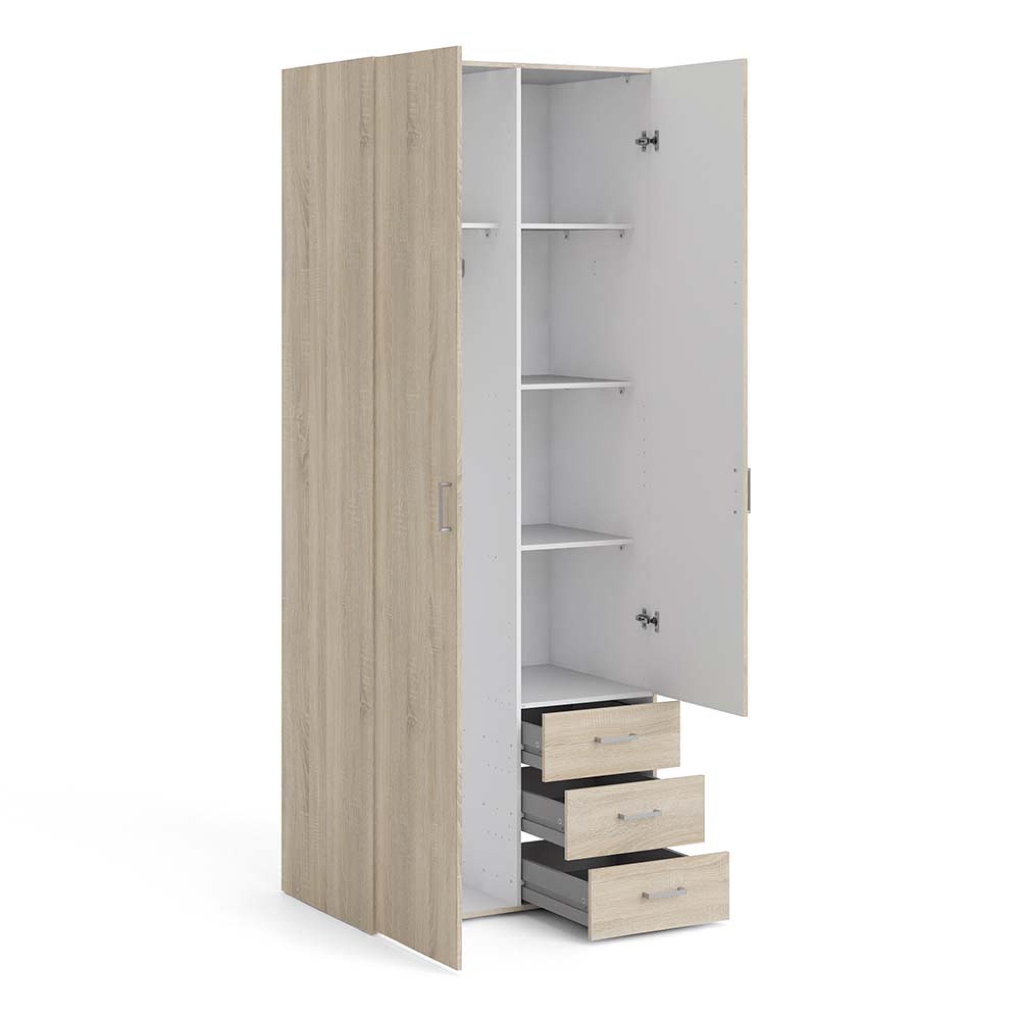 Space Wardrobe - 2 Door - 3 Drawer - Oak