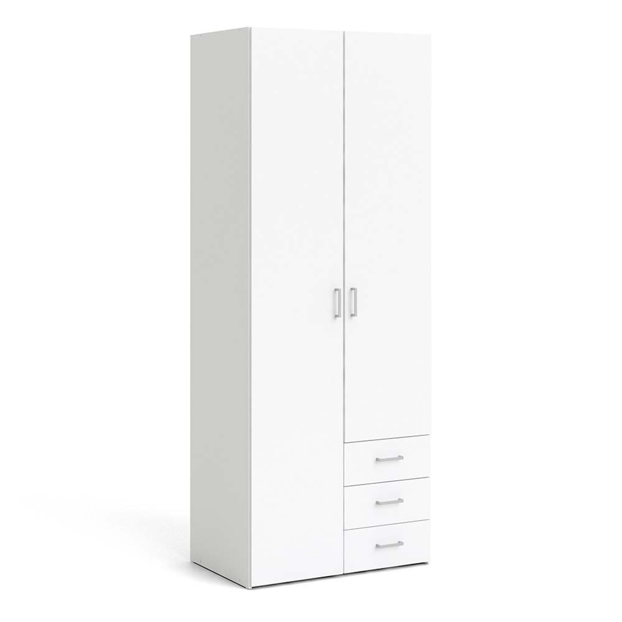 Space Wardrobe - 2 Door - 3 Drawer - White