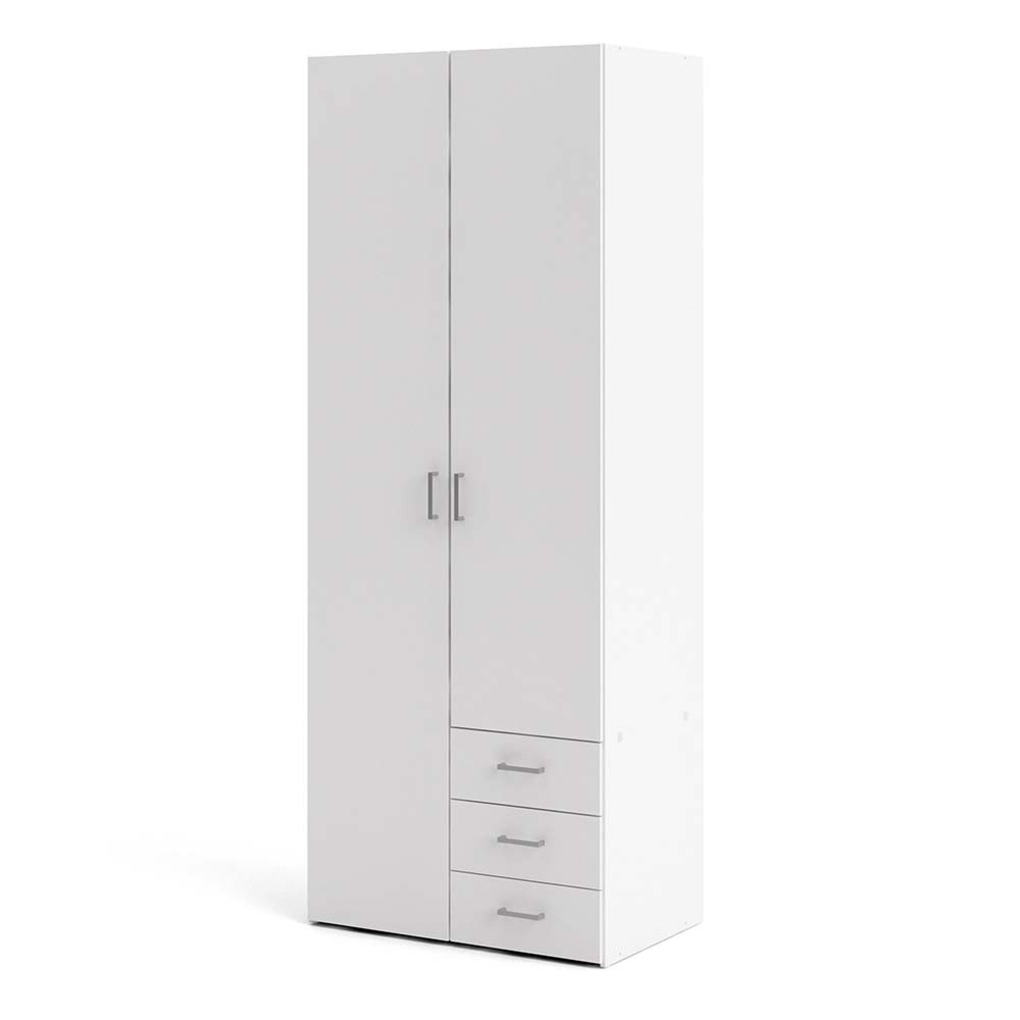 Space Wardrobe - 2 Door - 3 Drawer - White