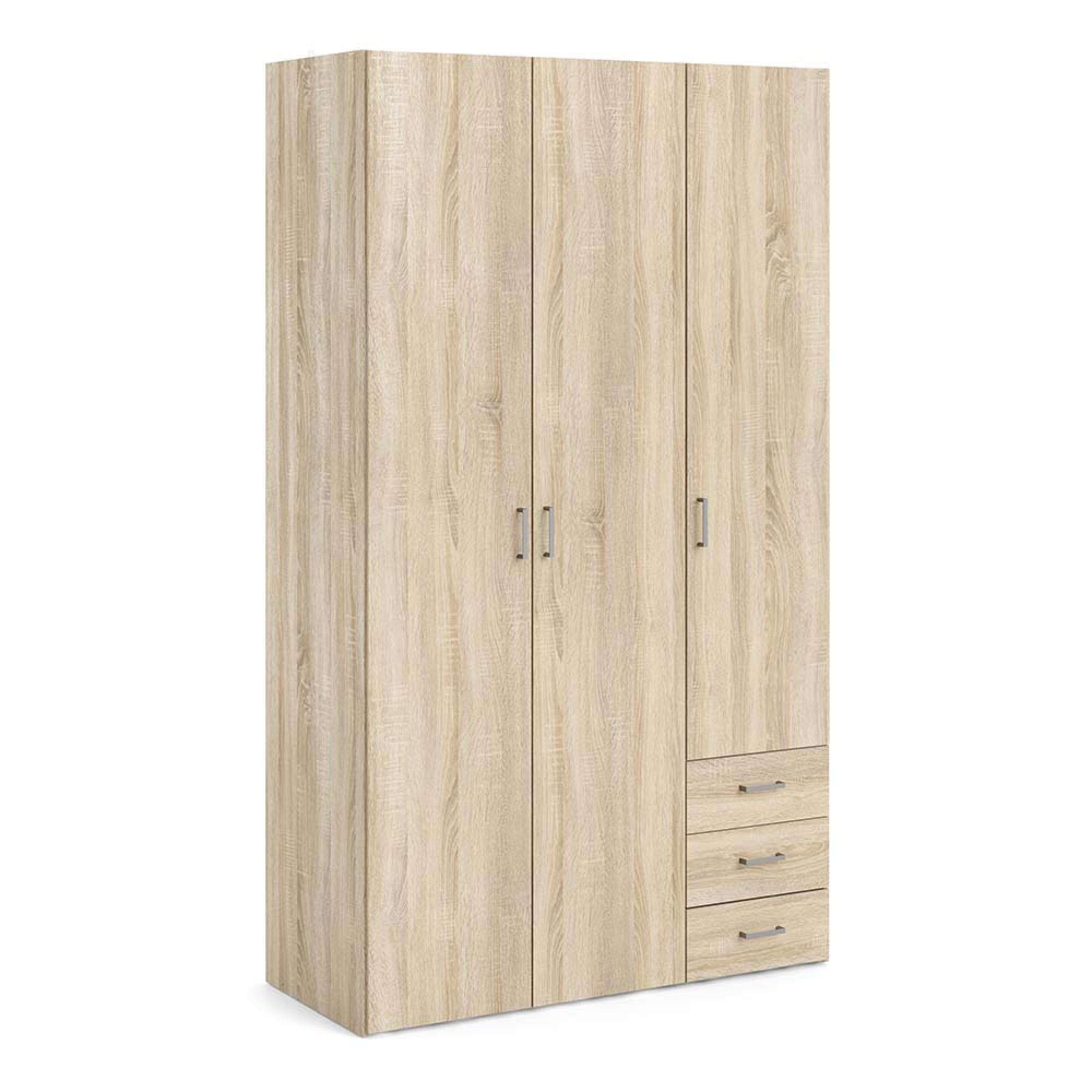 Space Wardrobe - 3 Door - 3 Drawer - Oak