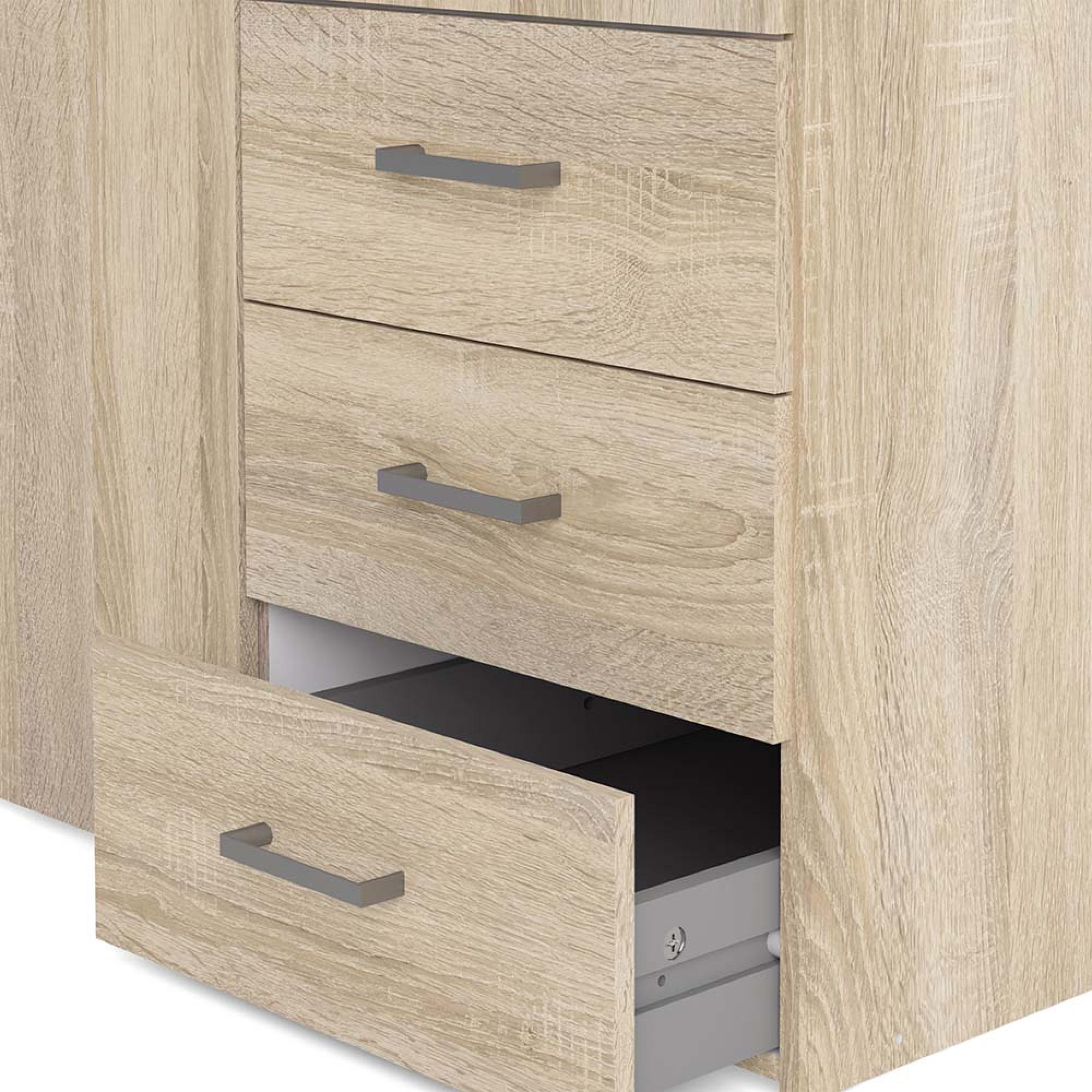 Space Wardrobe - 3 Door - 3 Drawer - Oak
