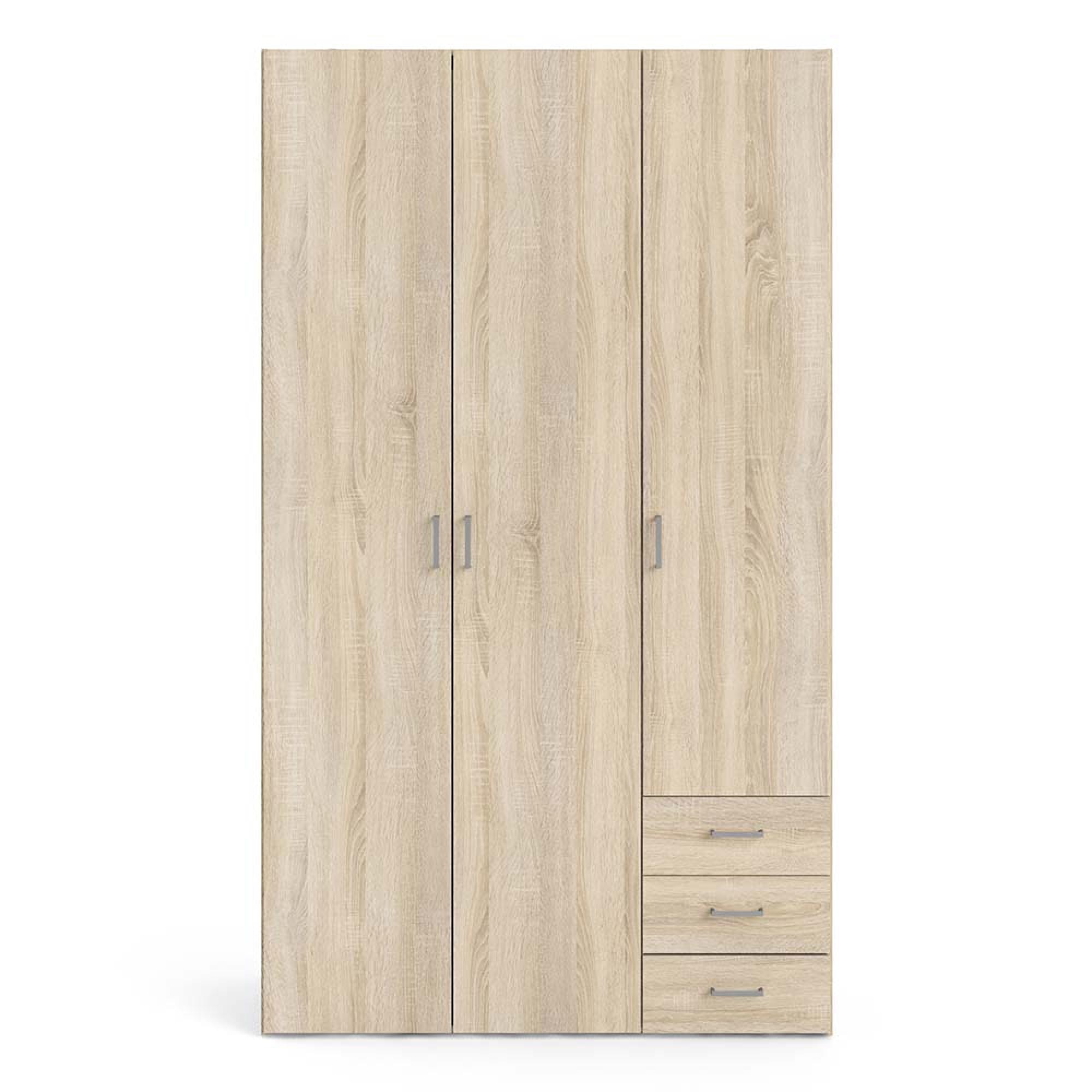 Space Wardrobe - 3 Door - 3 Drawer - Oak