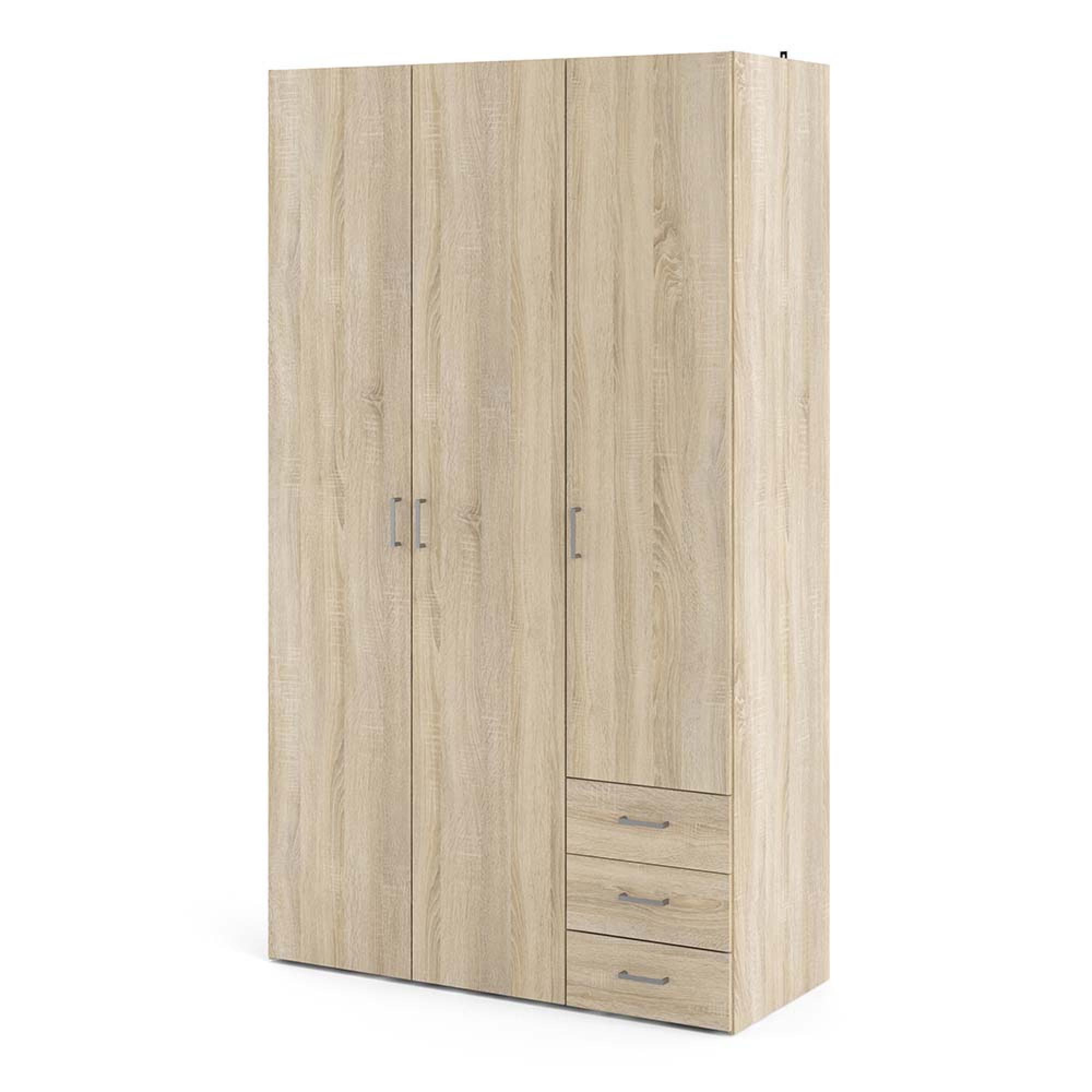 Space Wardrobe - 3 Door - 3 Drawer - Oak