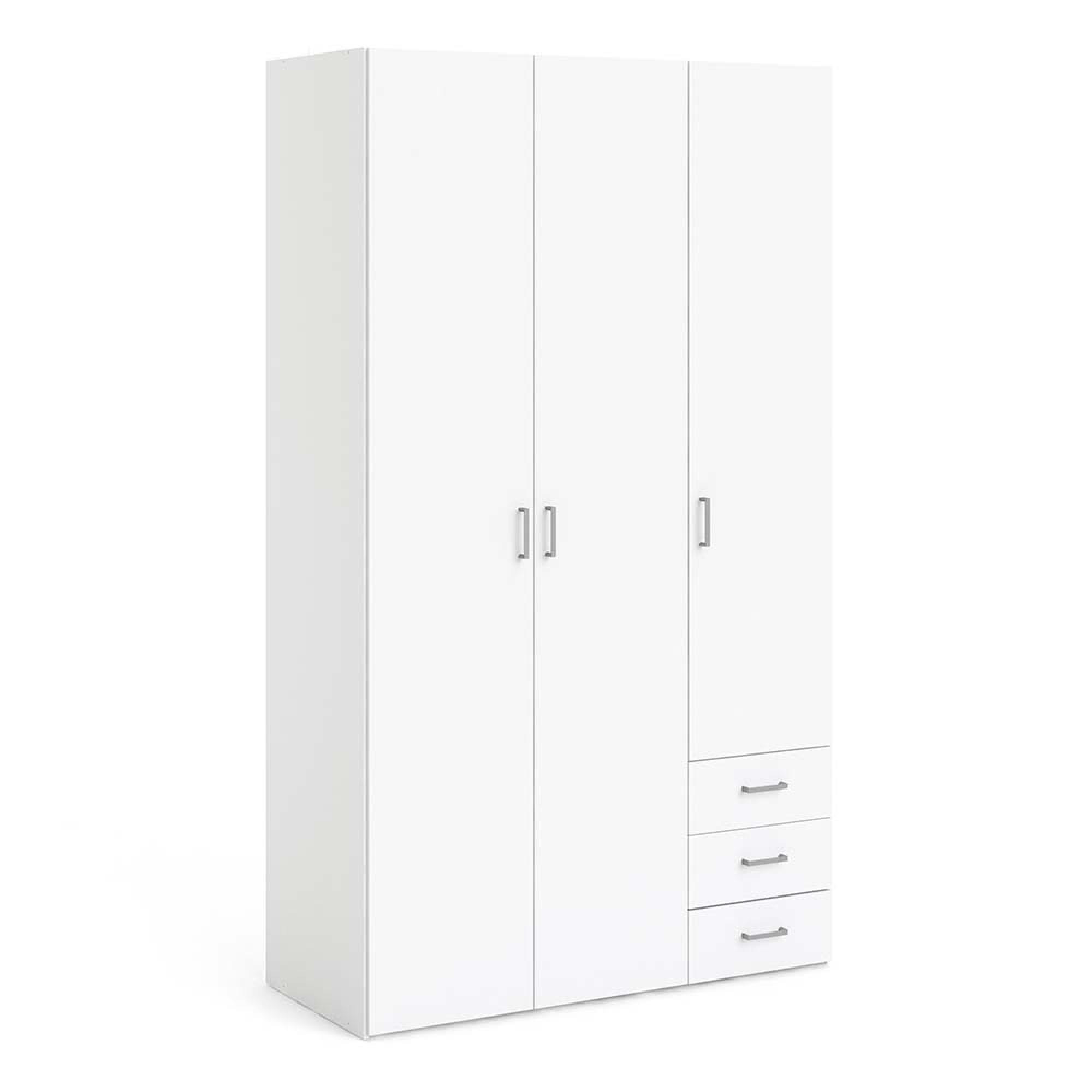 Space Wardrobe - 3 Door - 3 Drawer - White