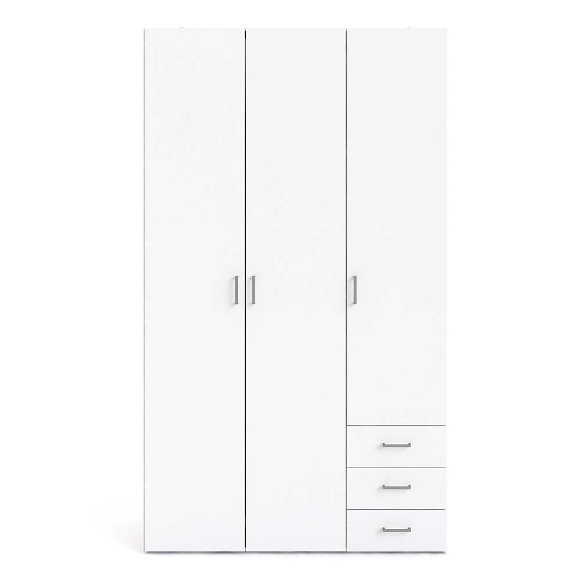 Space Wardrobe - 3 Door - 3 Drawer - White