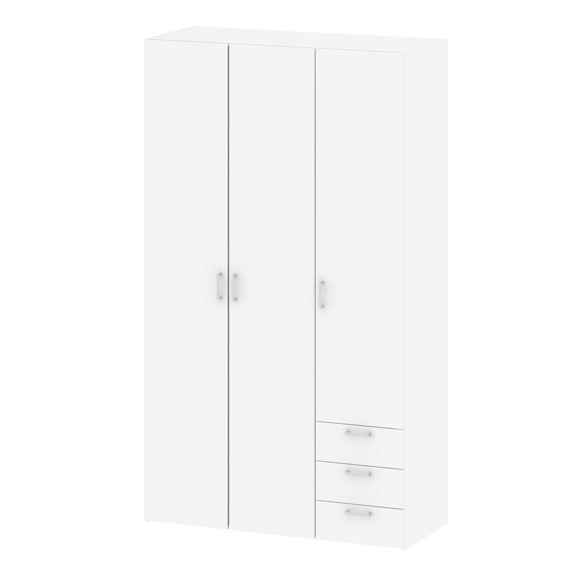 Space Wardrobe - 3 Door - 3 Drawer - White